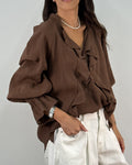 Blusa con Rouches in Modal - Cioccolato | HANAMI D'OR