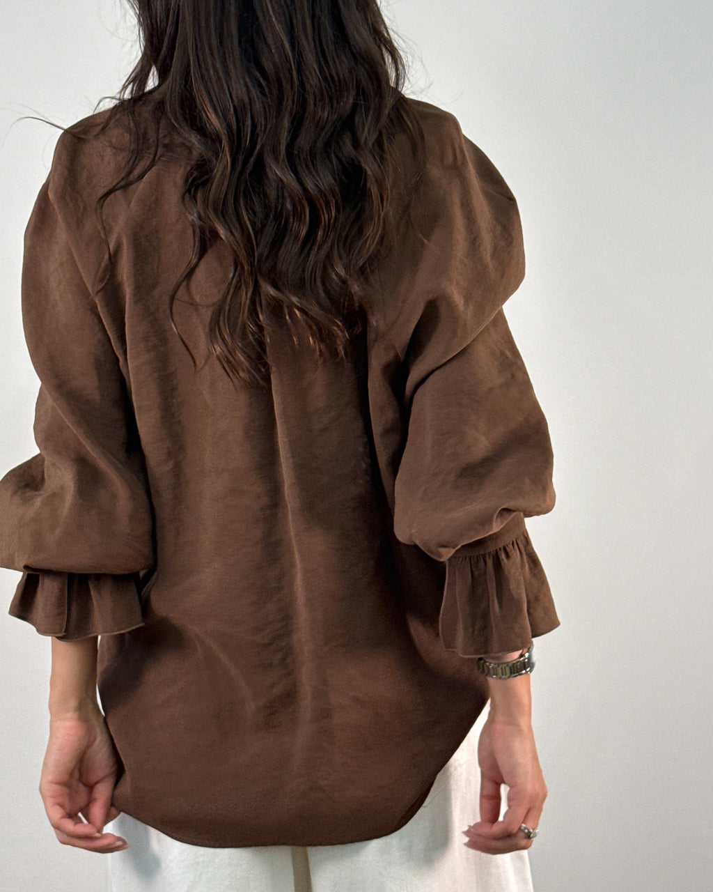 Blusa con Rouches in Modal - Cioccolato | HANAMI D'OR