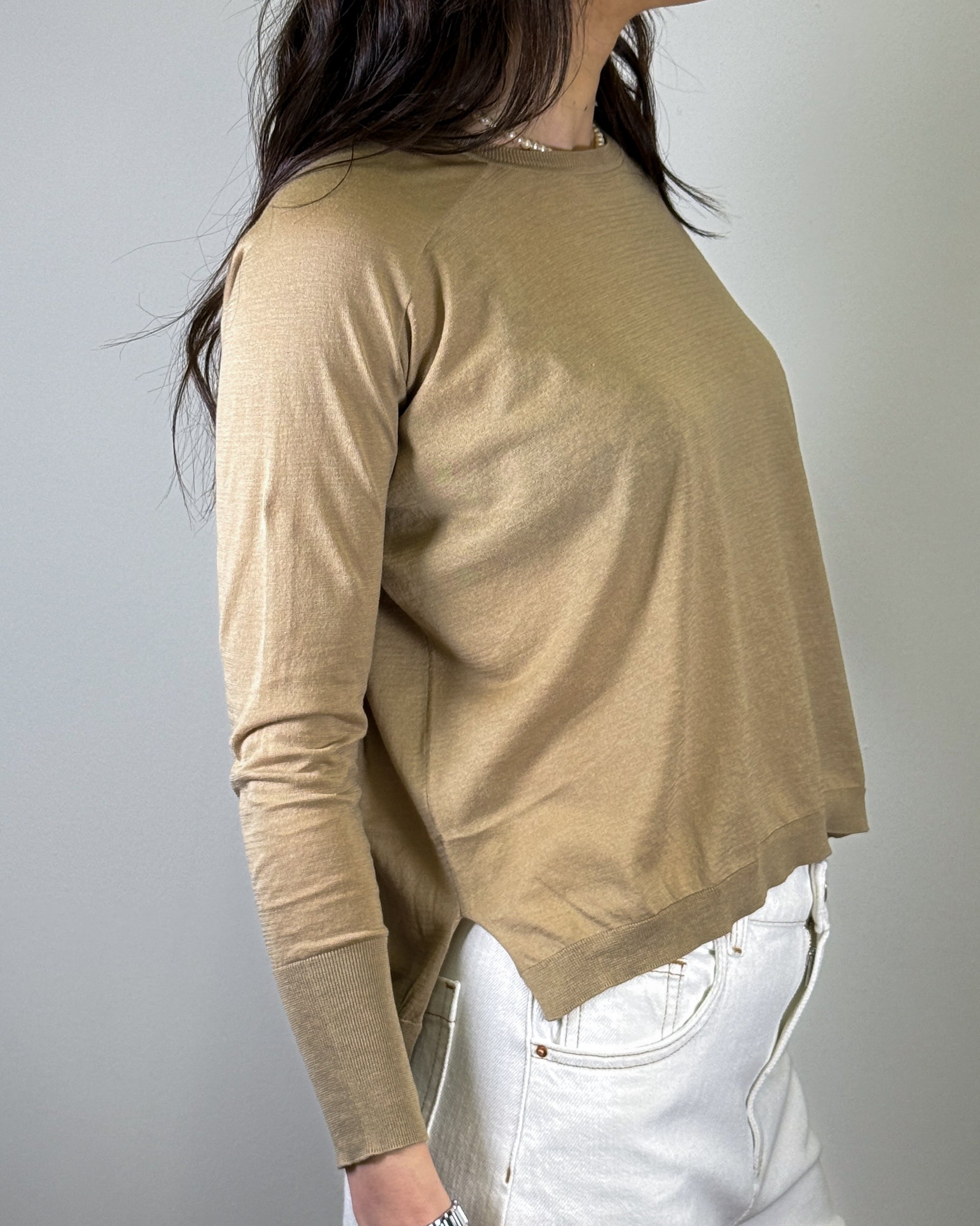 Maglia in Misto Seta e Lino - Cammello