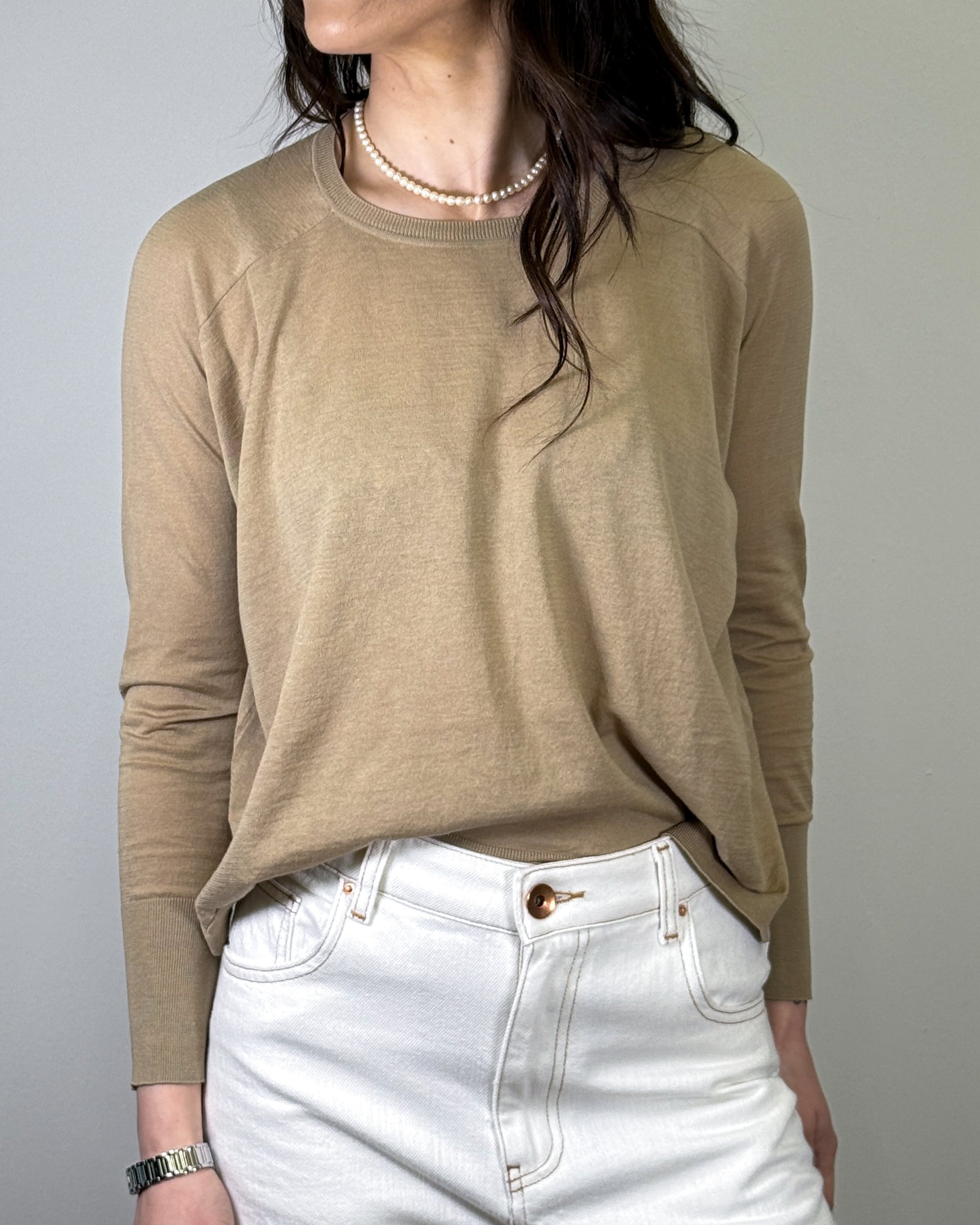 Maglia in Misto Seta e Lino - Cammello