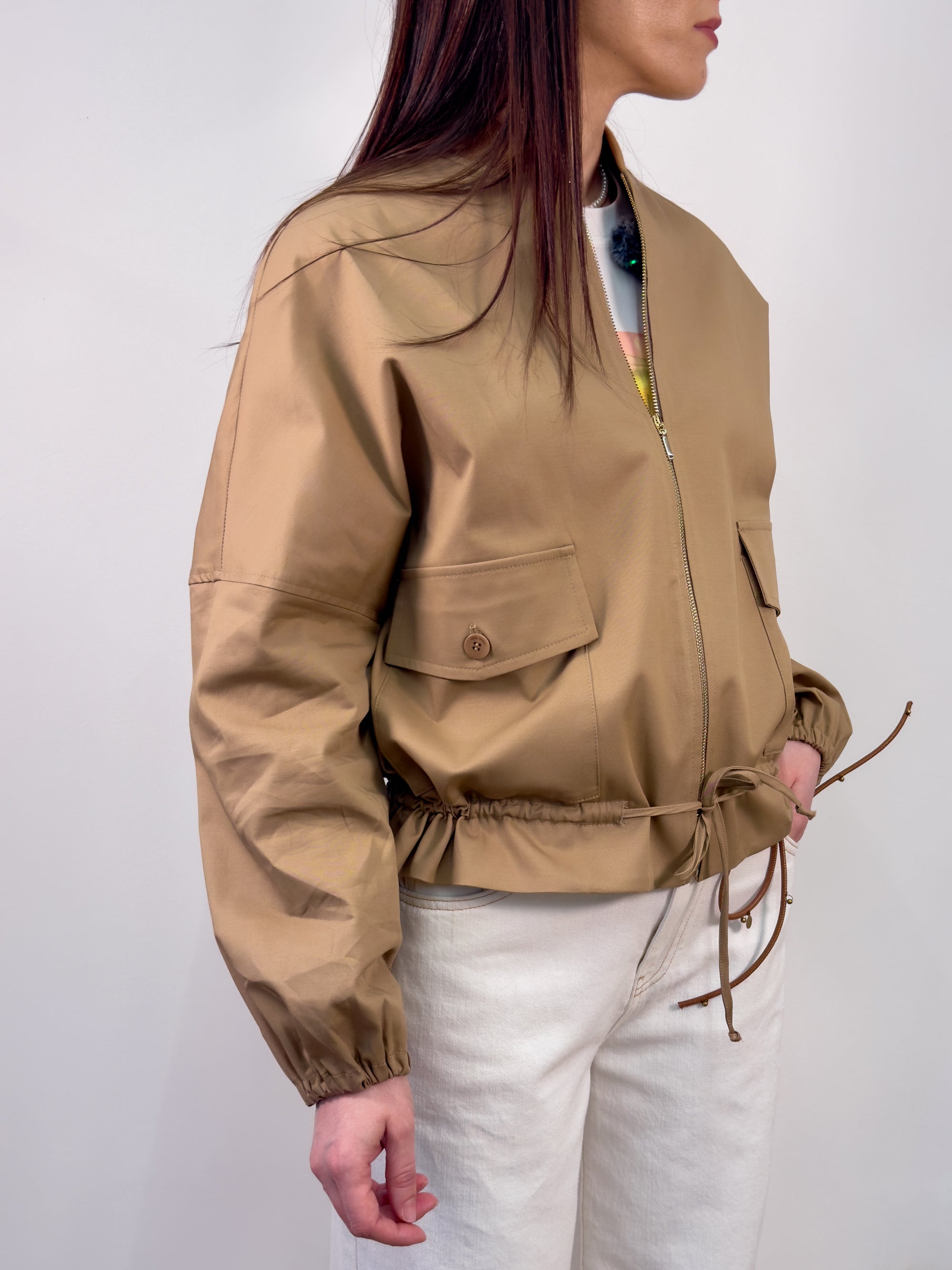Trench Corto con Effetto Bomber in Cotone - Gold Boutique