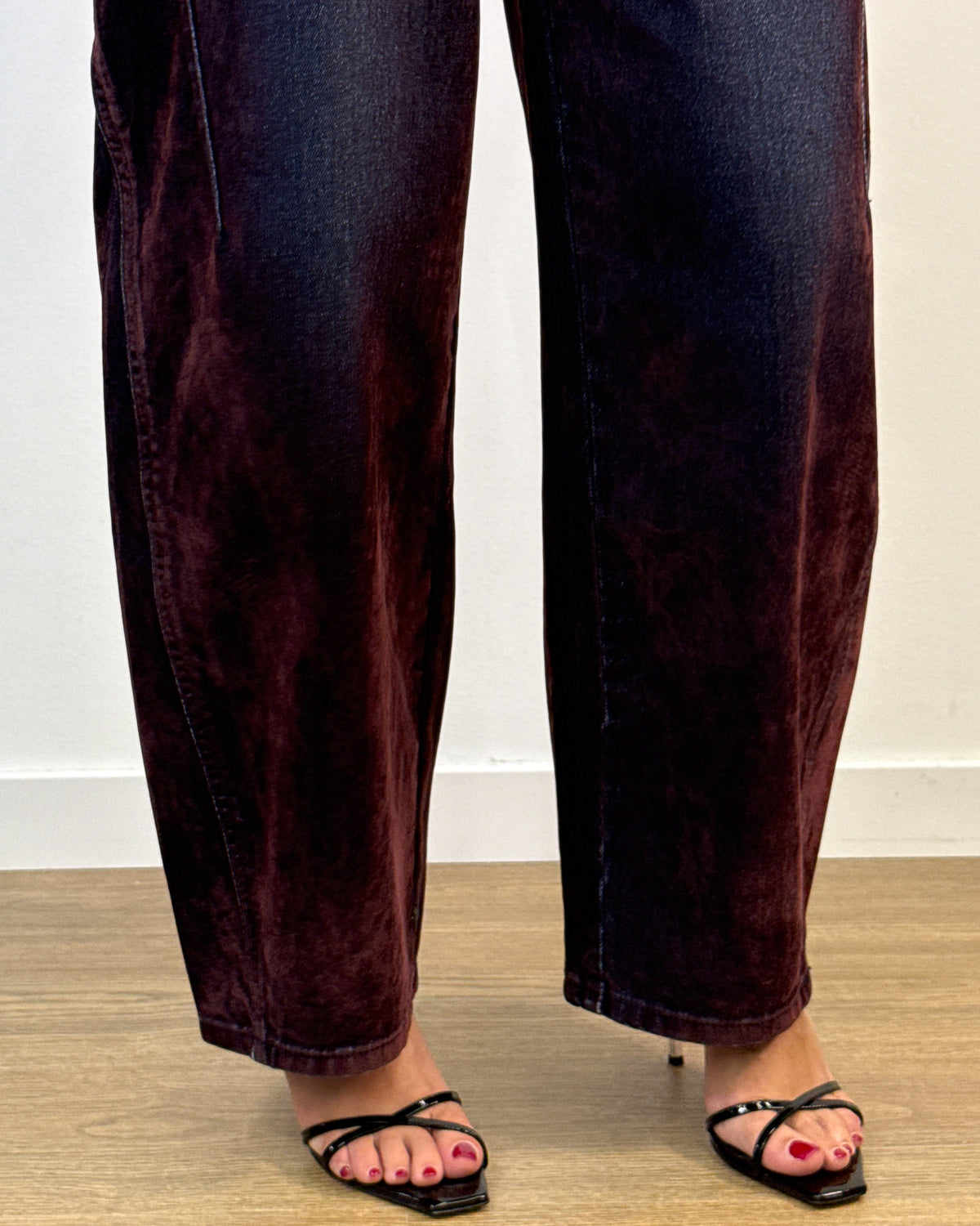 Jeans Balloon in Cotone Effetto Used - Bordeaux | HANAMI D'OR