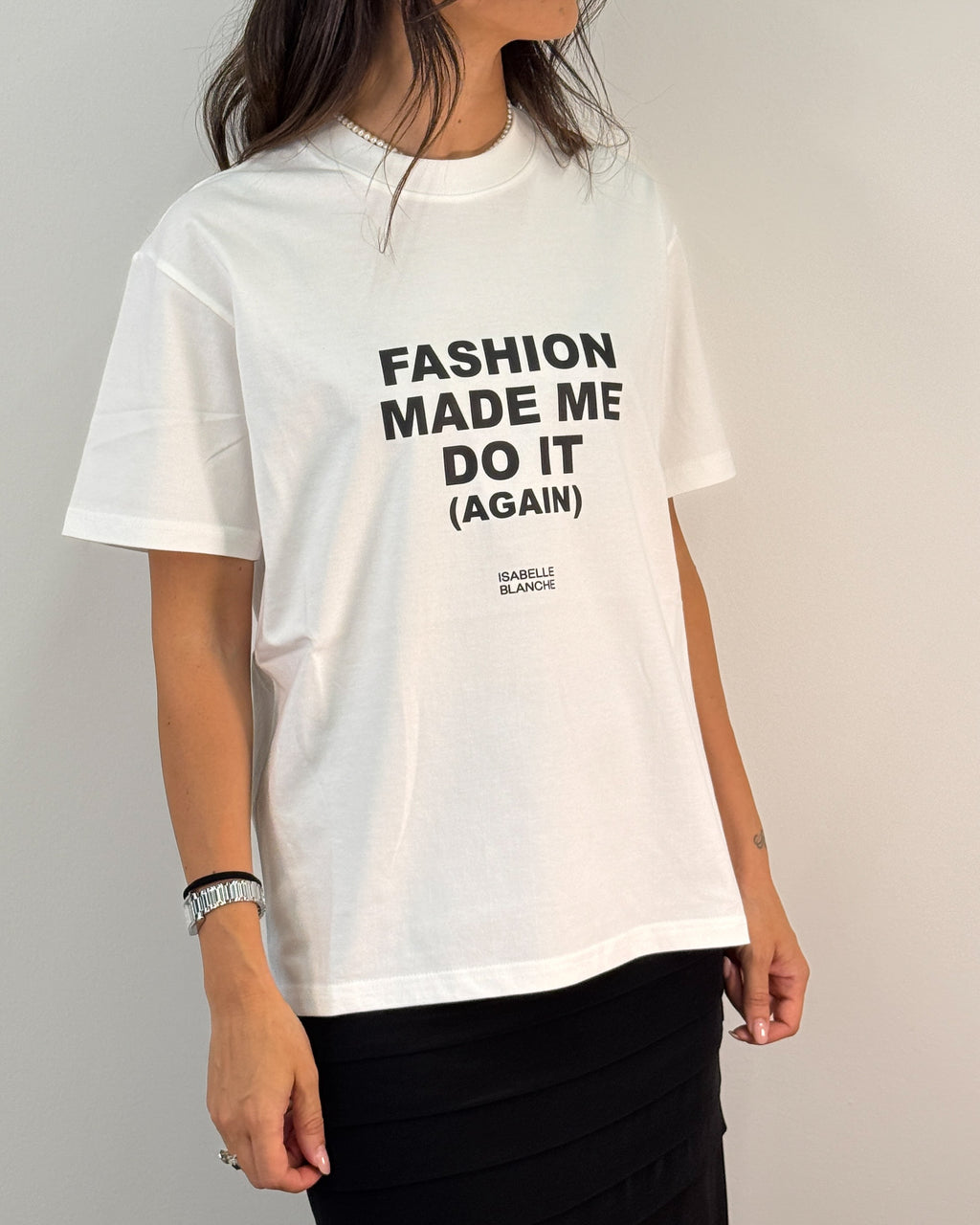 T-Shirt in Cotone con Stampa - Bianco | ISABELLE BLANCHE PARIS