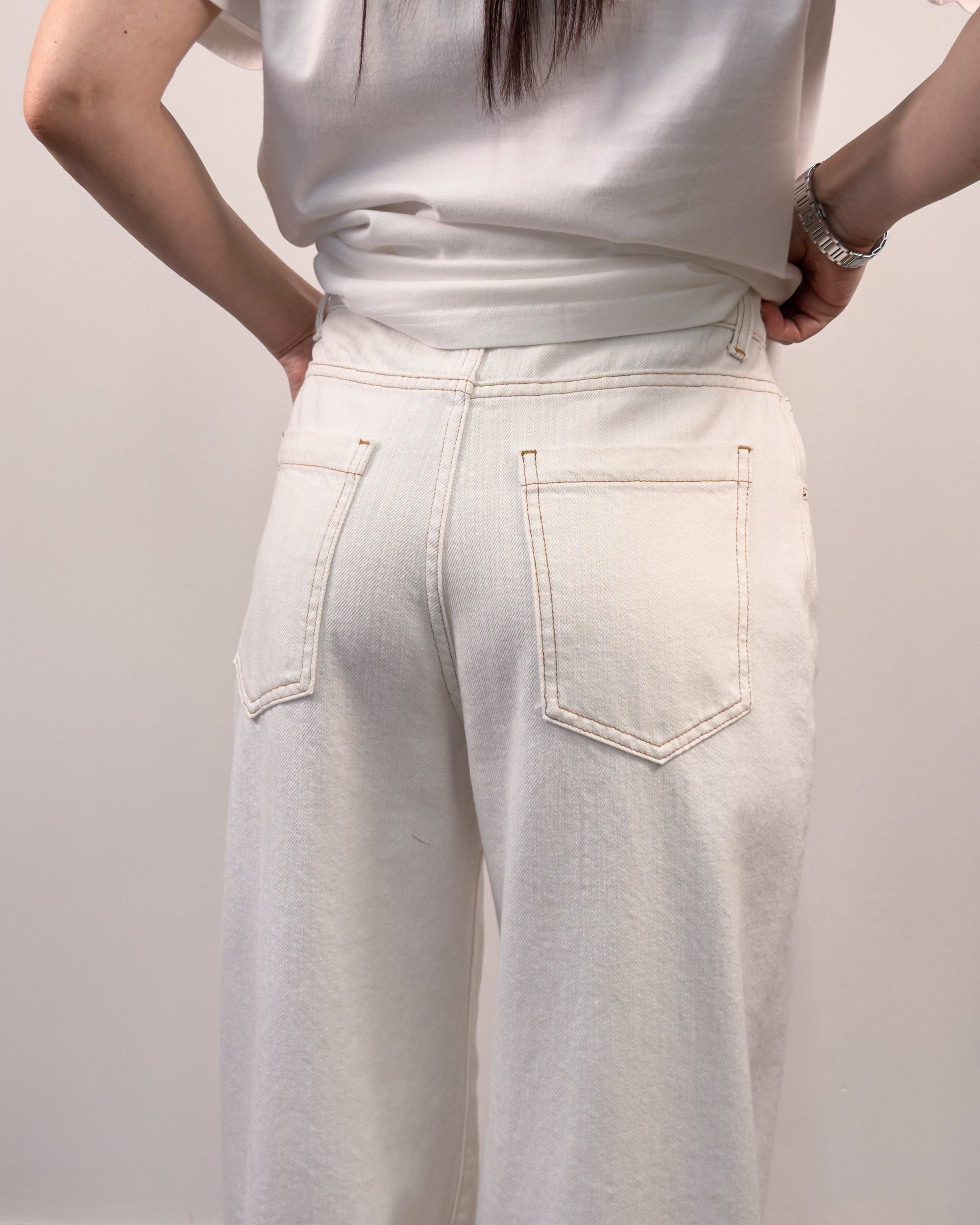 Pantalone Wide Leg in Puro Cotone Bianco - Gold Boutique