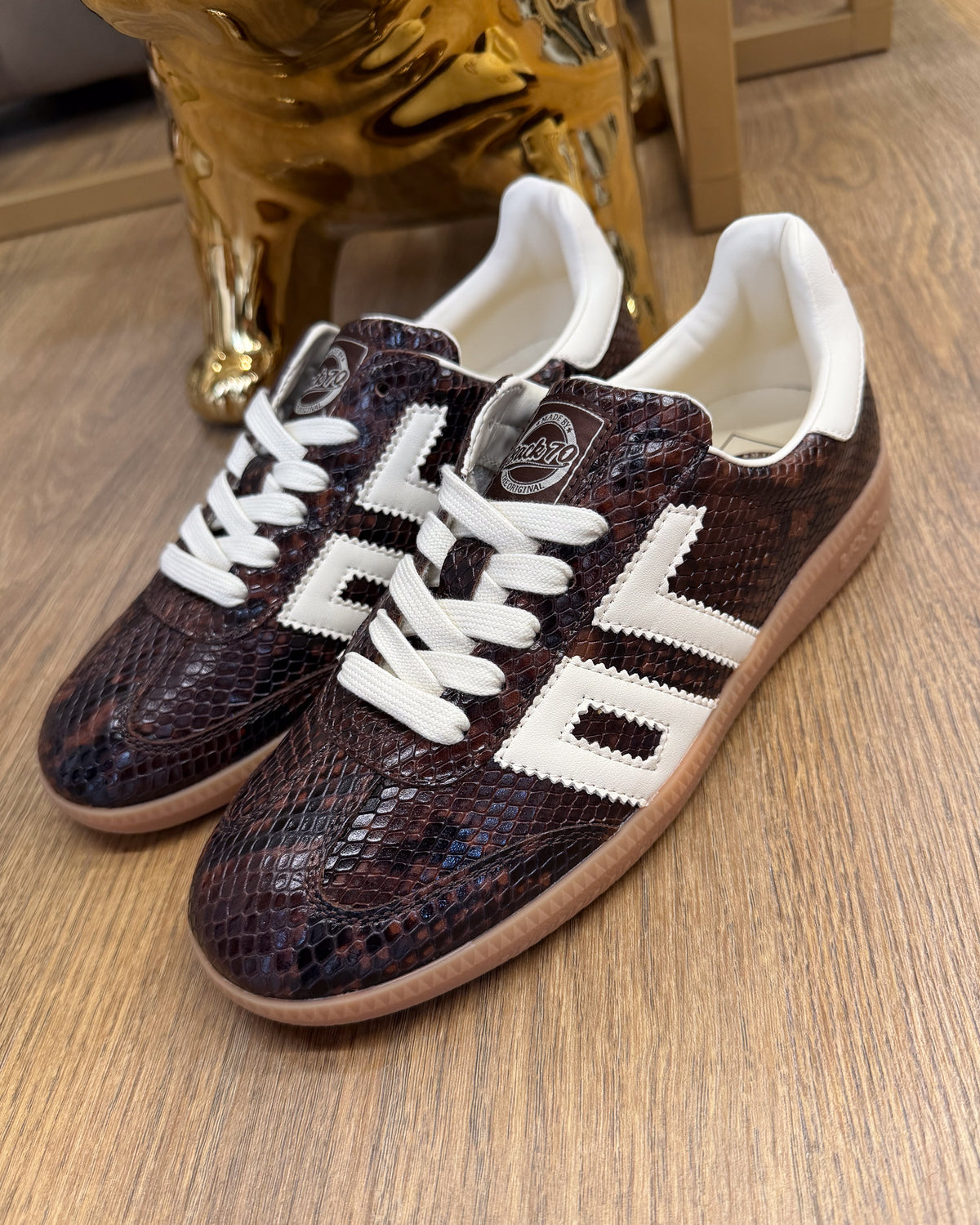 Sneakers Cloud in Pelle Stampa Snake - Coffee Butter | BACK 70
