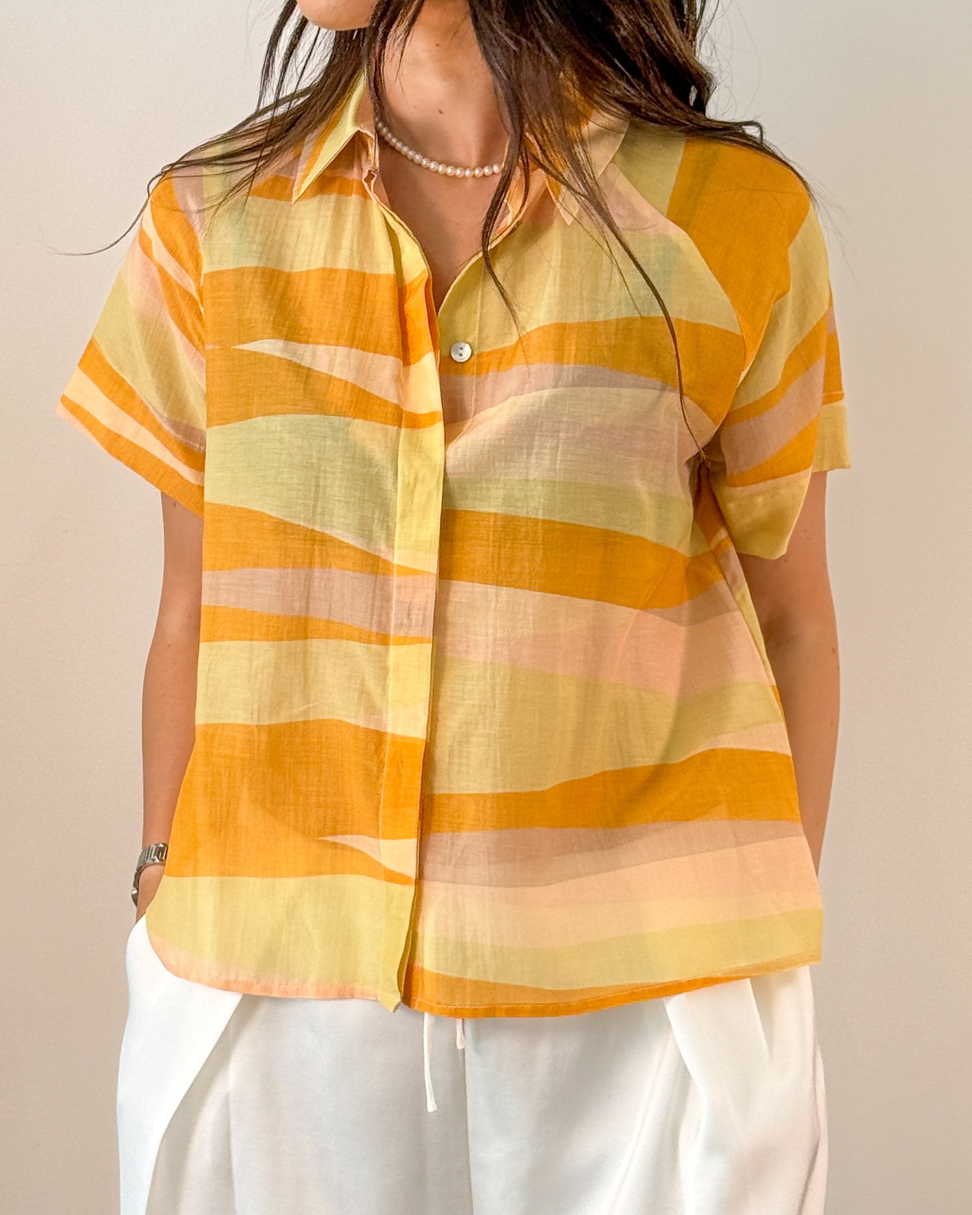 Camicia Manica Corta Stampa - Giallo Ocra