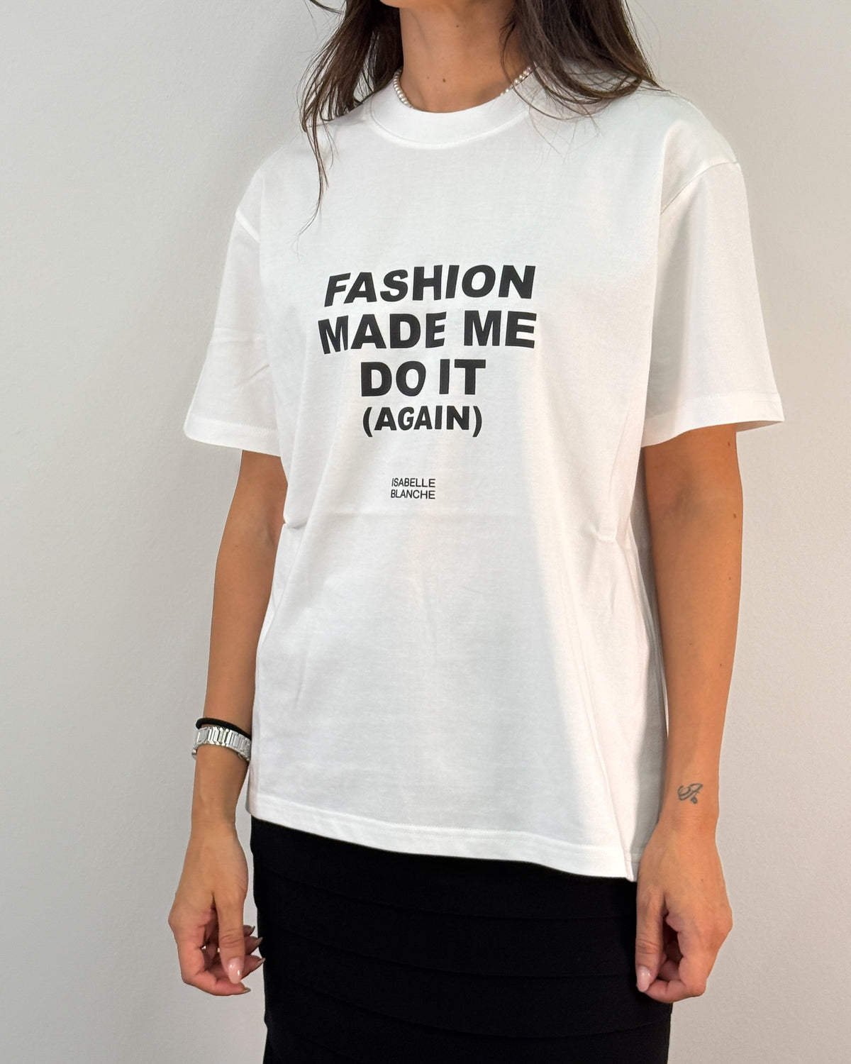 T-Shirt in Cotone con Stampa - Bianco | ISABELLE BLANCHE PARIS