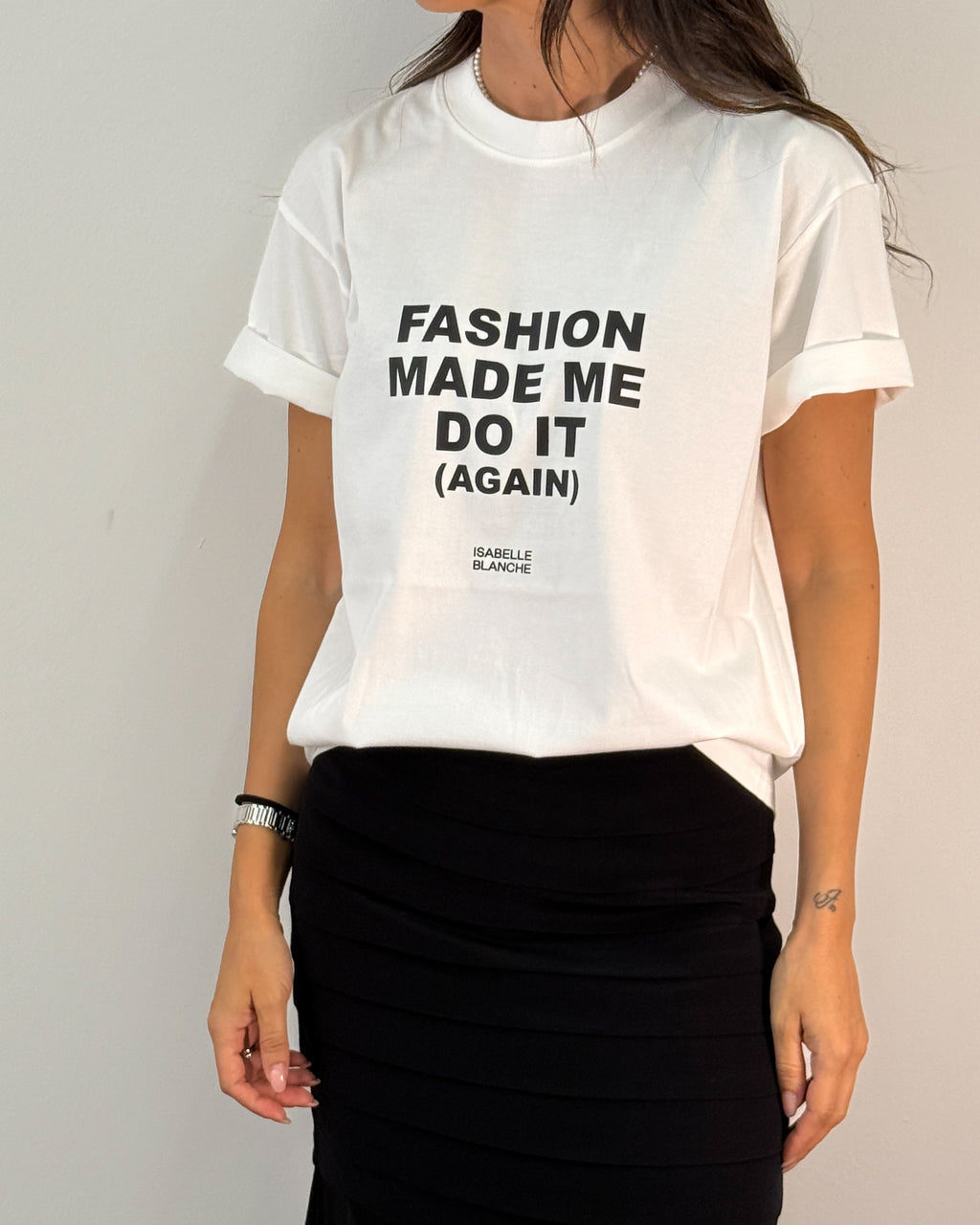 T-Shirt in Cotone con Stampa - Bianco | ISABELLE BLANCHE PARIS