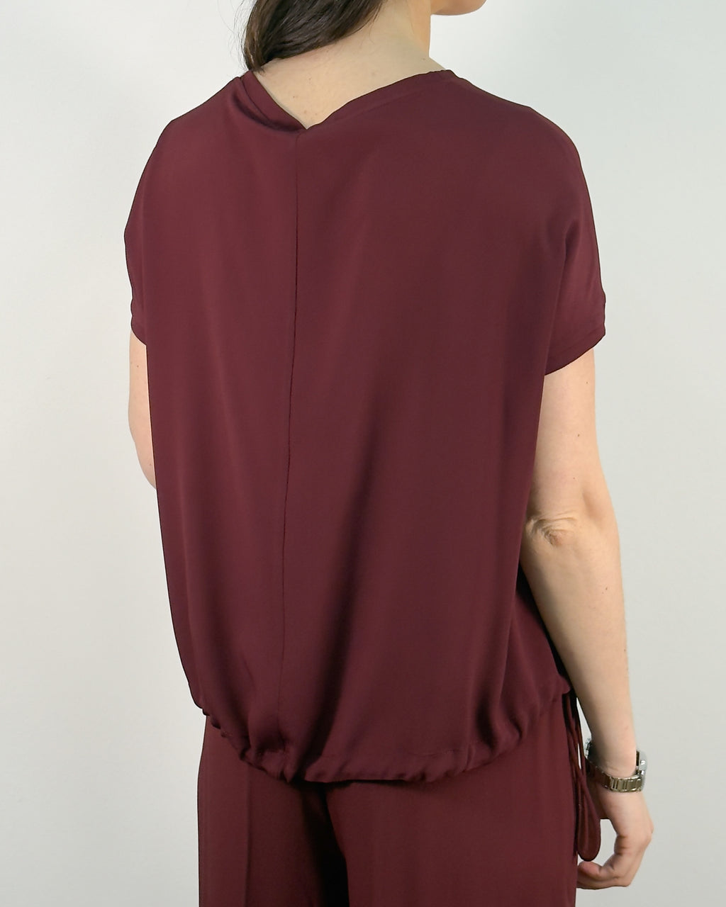 Top a maniche corte in Misto Seta - Sangria