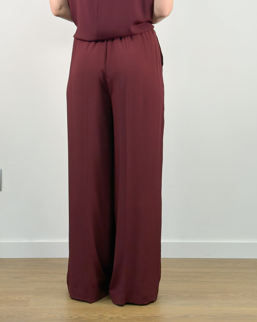 Pantalone Palazzo in Misto Seta con Elastico - Sangria