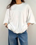 T-Shirt Oversize con fondo e maniche a Palloncino in Misto Tencel - Bianco
