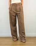 Pantalone Palazzo in Misto Lino - Marrone