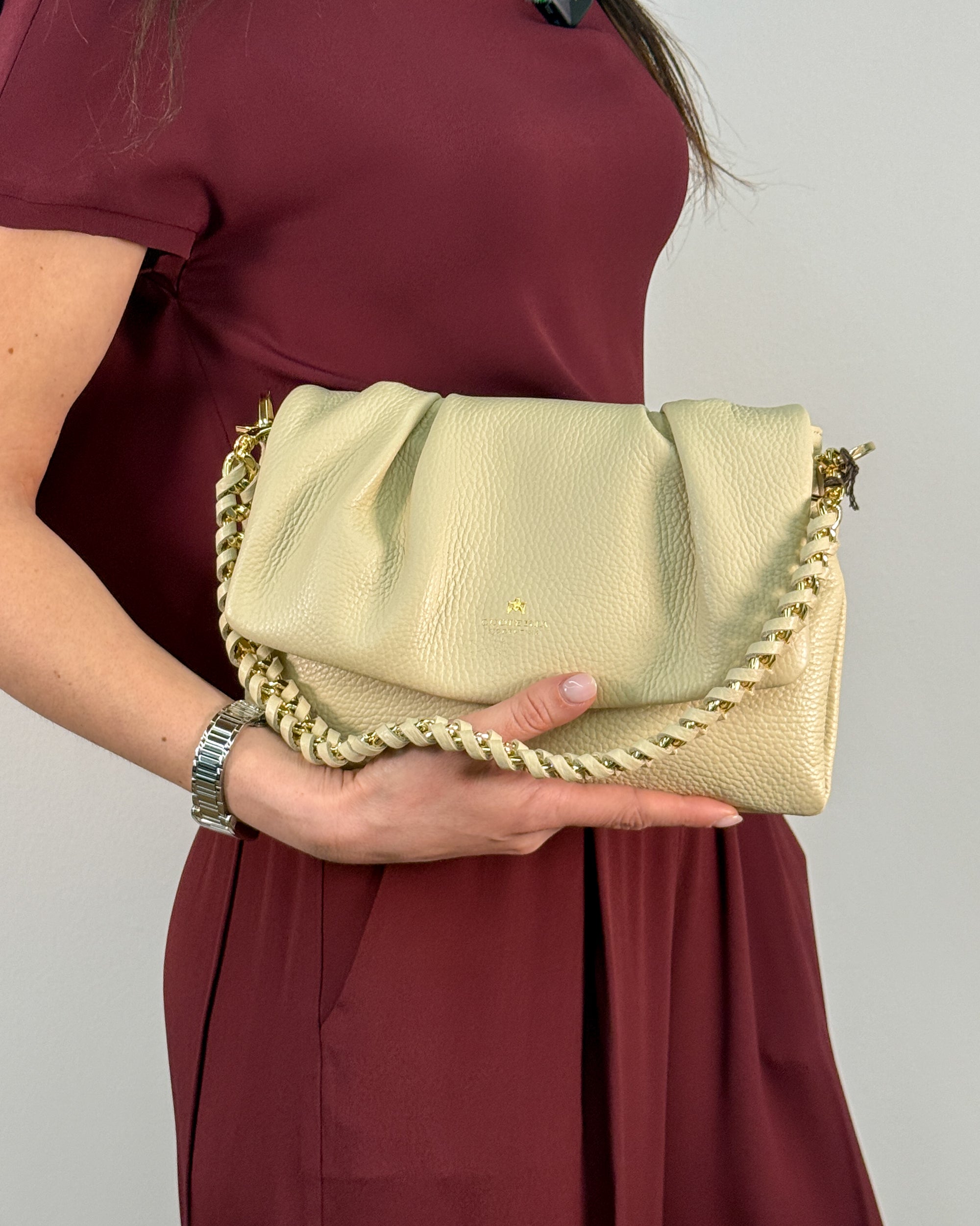 Borsa Charlotte Small Messenger in Pelle - Prosecco