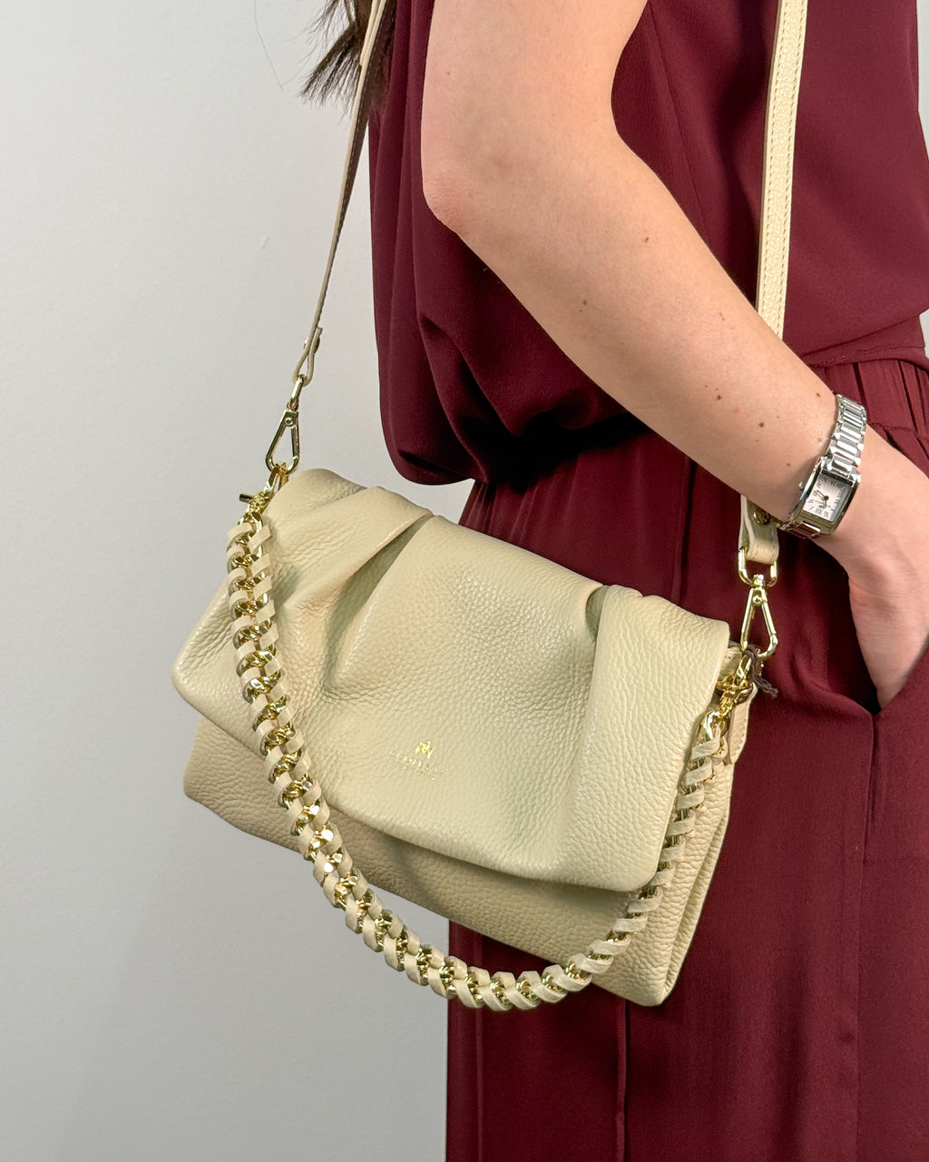 Borsa Charlotte Small Messenger in Pelle - Prosecco