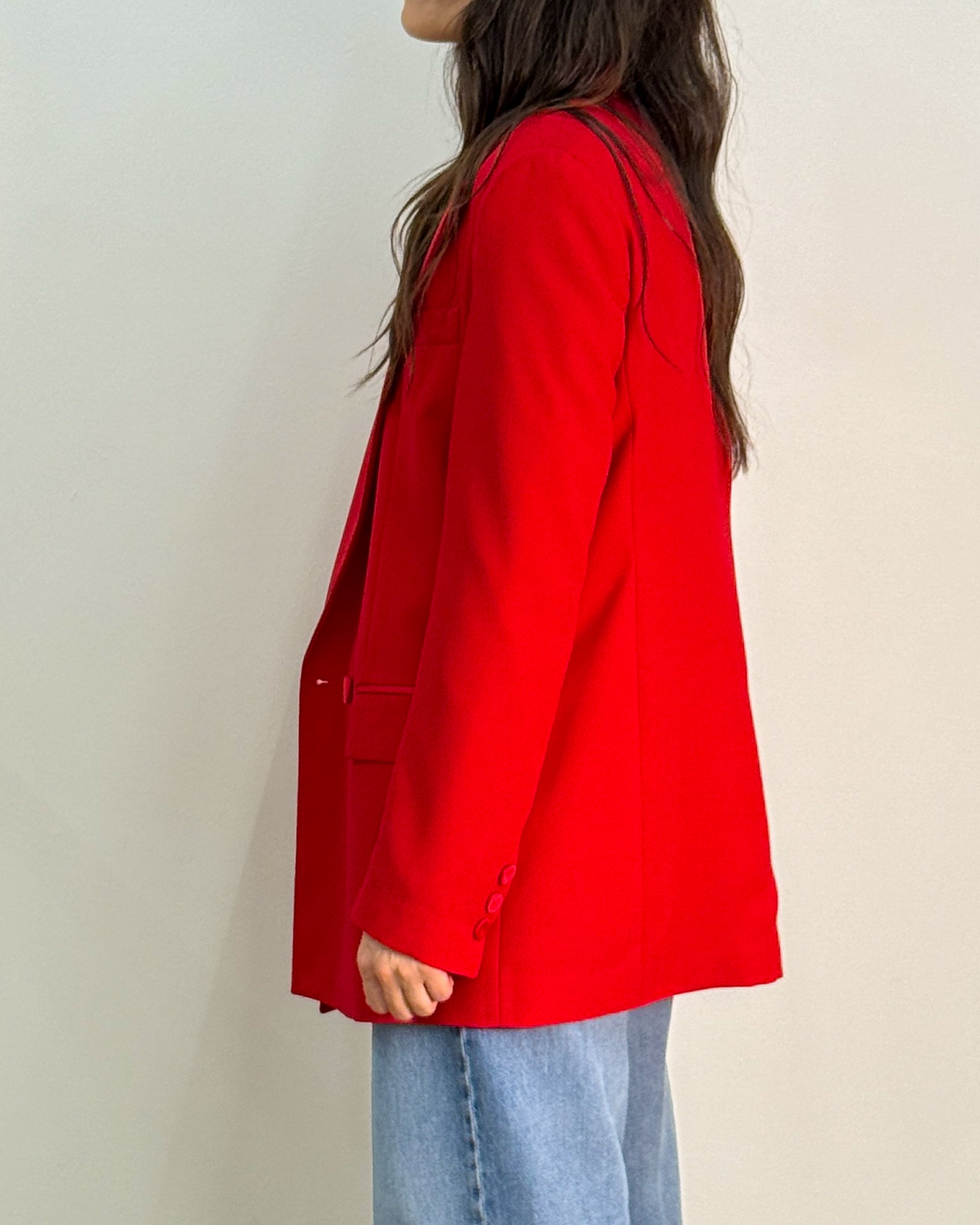 Blazer Doppiopetto con Revers a Lancia - Rosso
