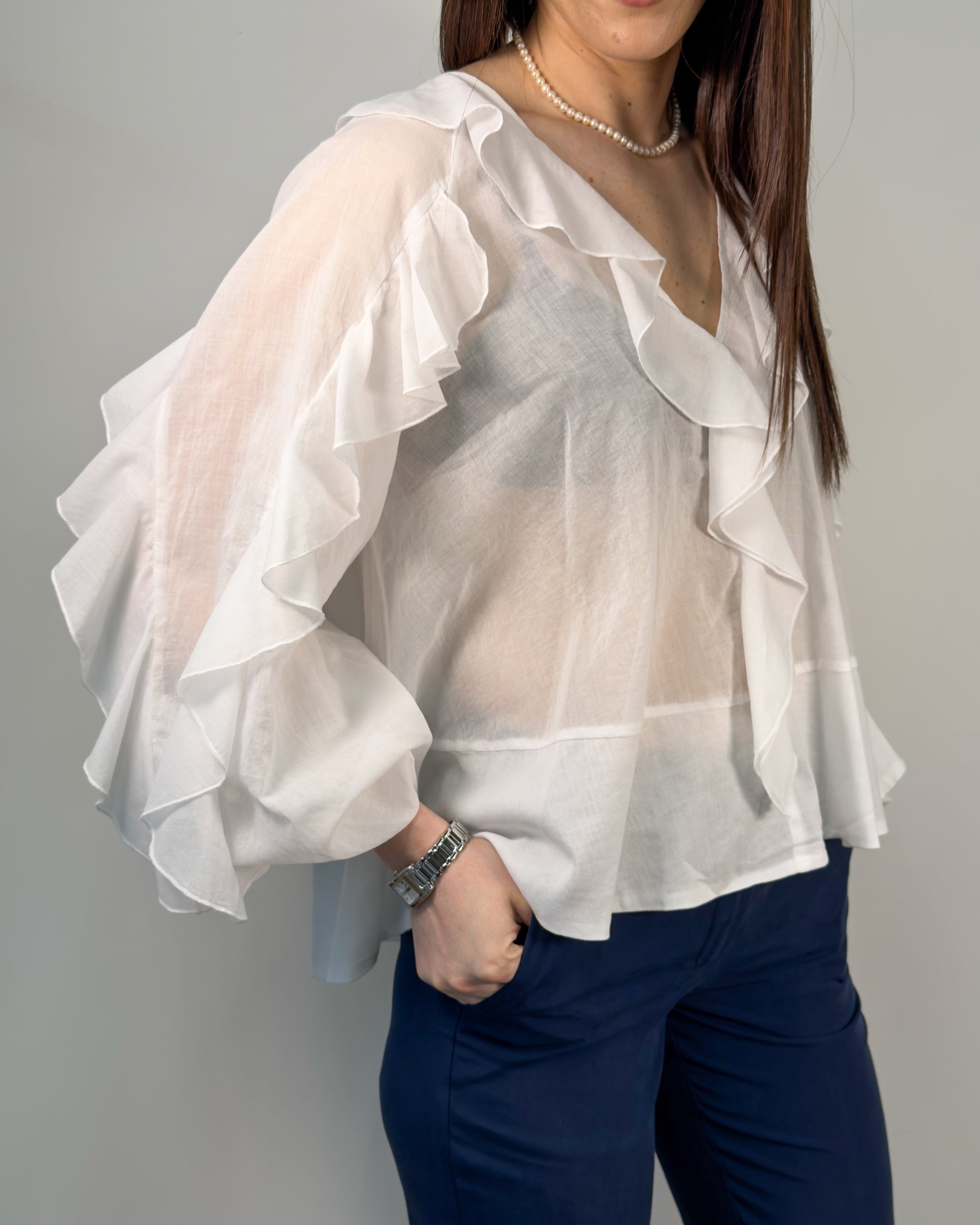 Camicia in Mussola di Cotone con ruches - Gold Boutique