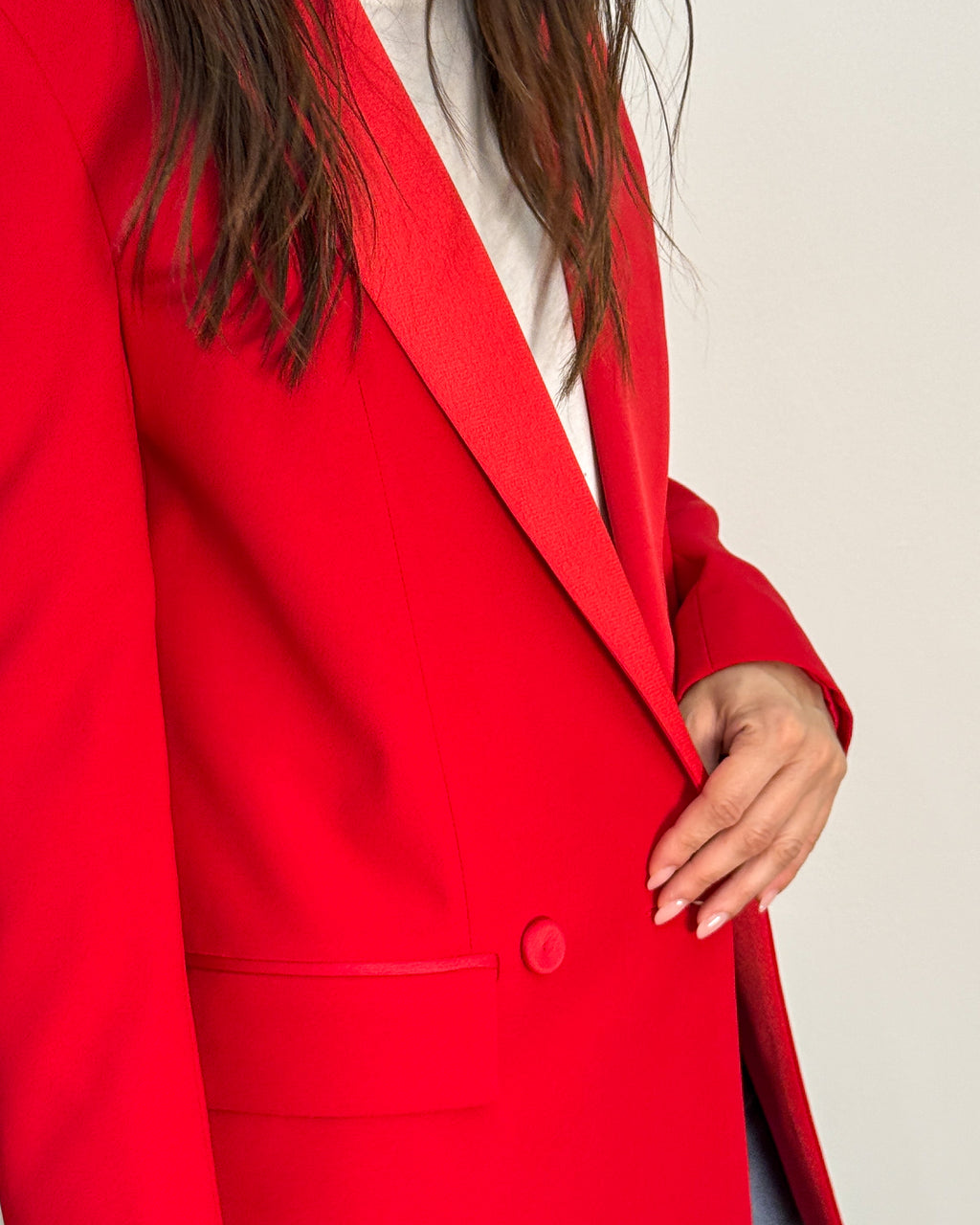 Blazer Doppiopetto con Revers a Lancia - Rosso
