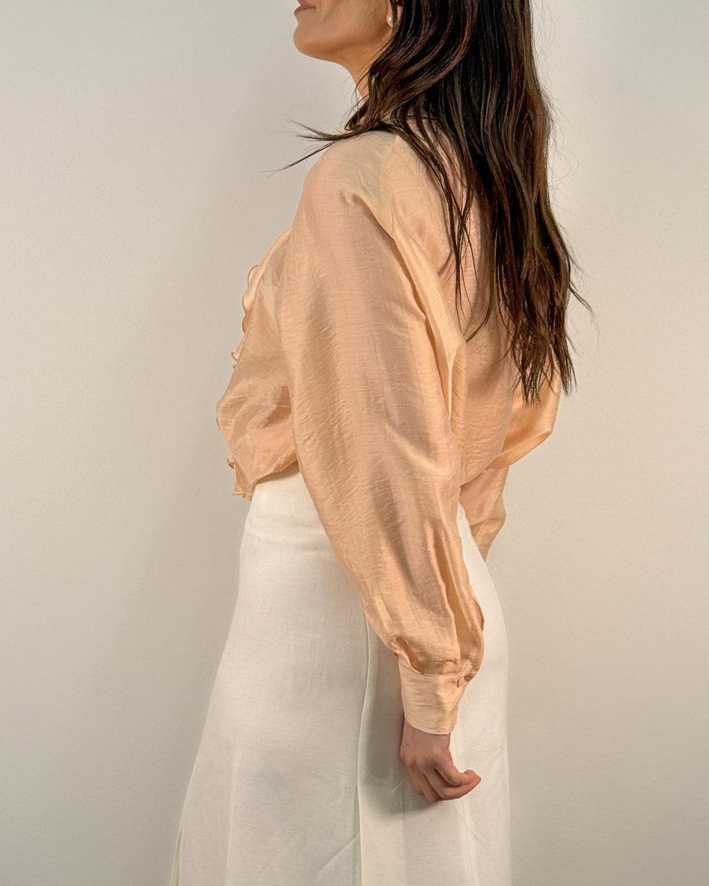 Camicia Blusa con Rouches - Pesca