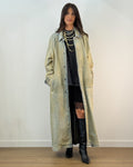 Trench Lungo in Denim Resinato Effetto Vintage