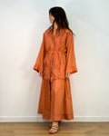 Chemisier Lungo in Misto Seta con Pizzo Sangallo e Rouches - Terracotta | ISABELLE BLANCHE PARIS