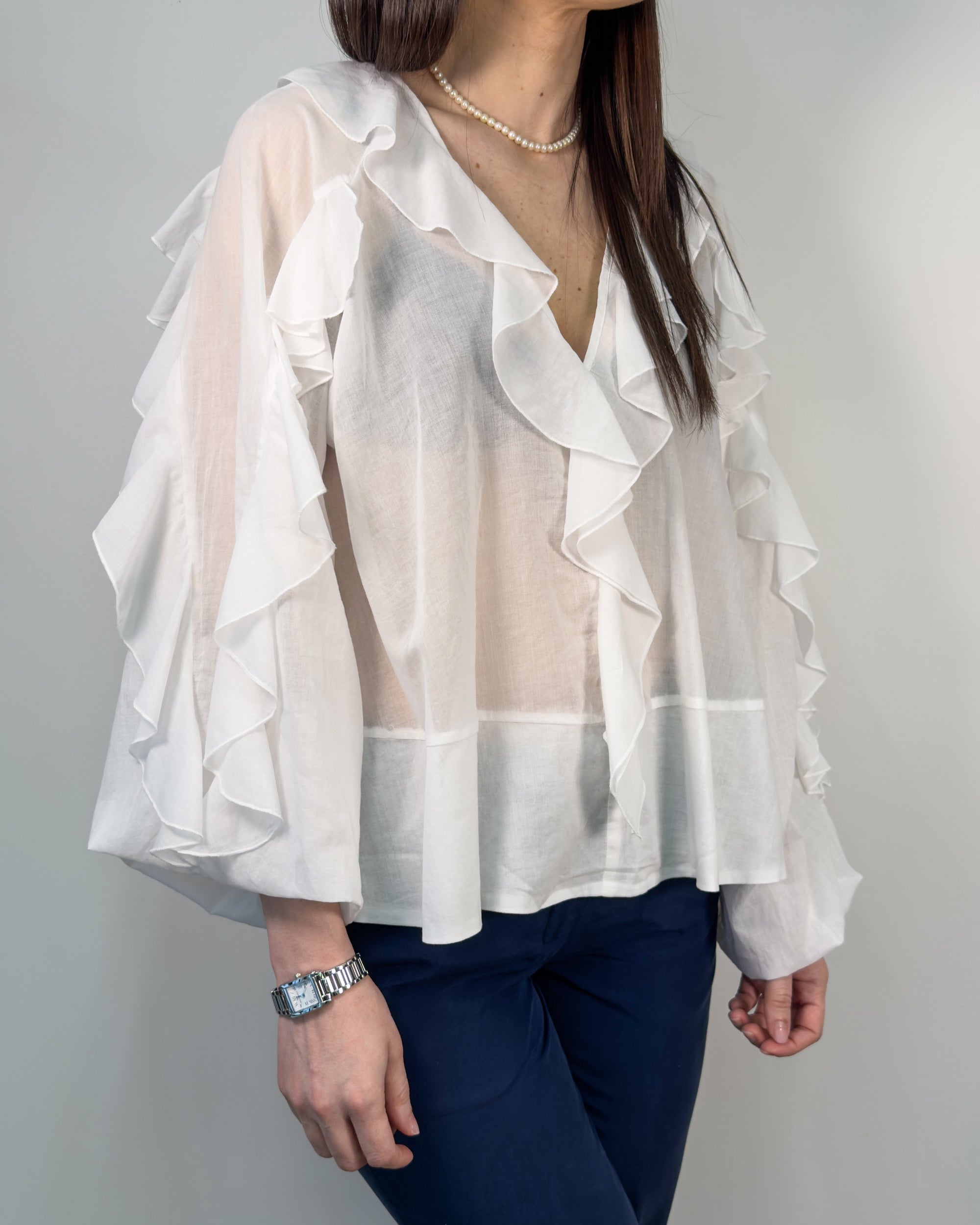 Camicia in Mussola di Cotone con ruches - Gold Boutique