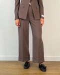 Pantalone Palazzo con Risvolto e Piega Stirata - Testa di Moro