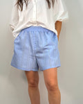 Shorts a Righe con Vita Elastica - Azzurro | RAME