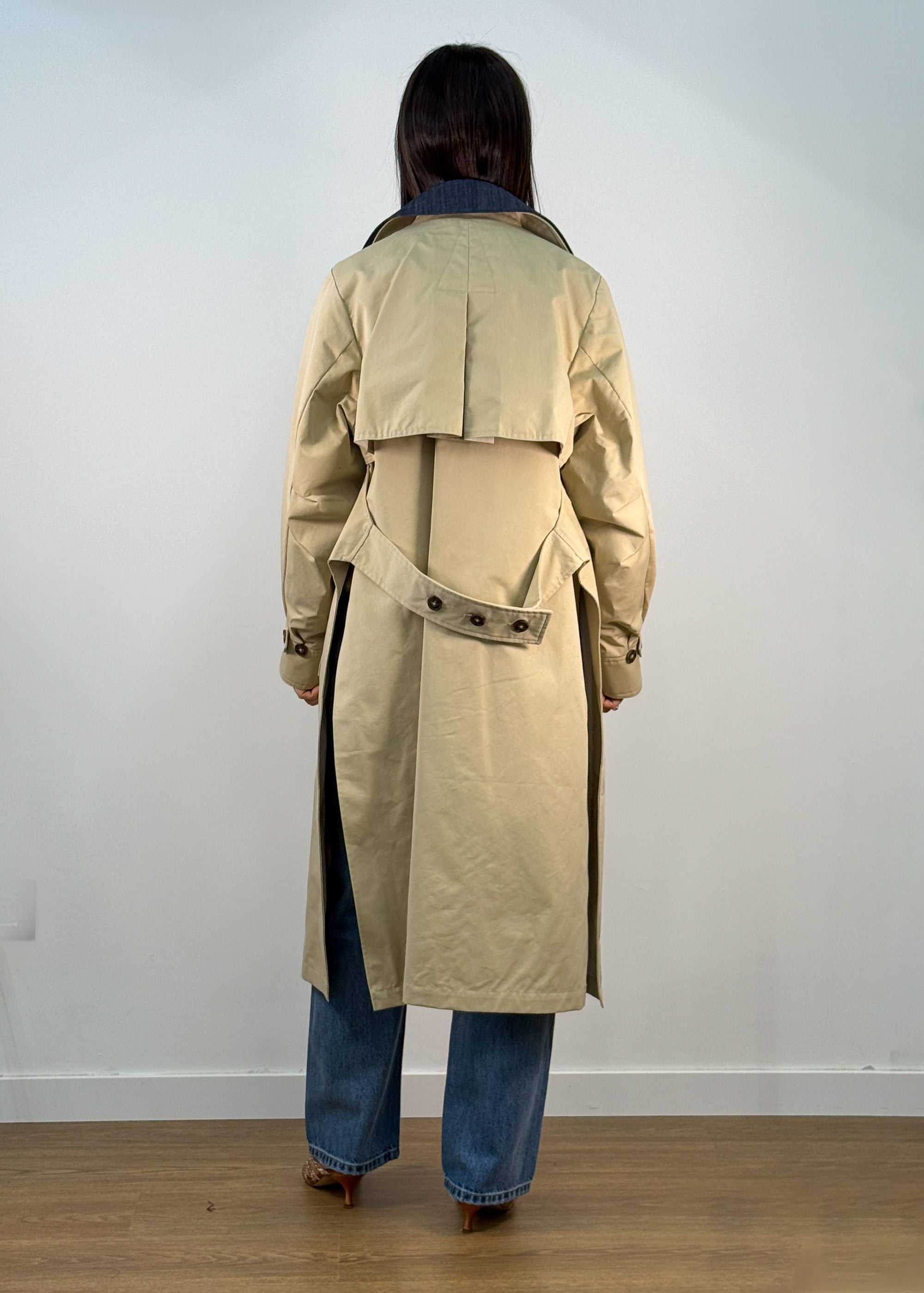 Trench con Colletto Denim Staccabile - Beige - Beatrice B