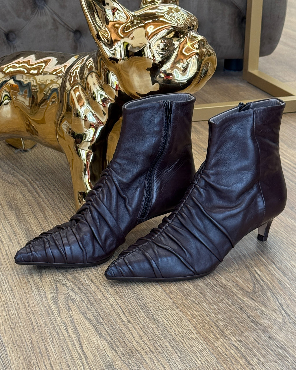 Stivaletto in Nappa Drappeggiata con Tacco - Africa | LORENA PAGGI