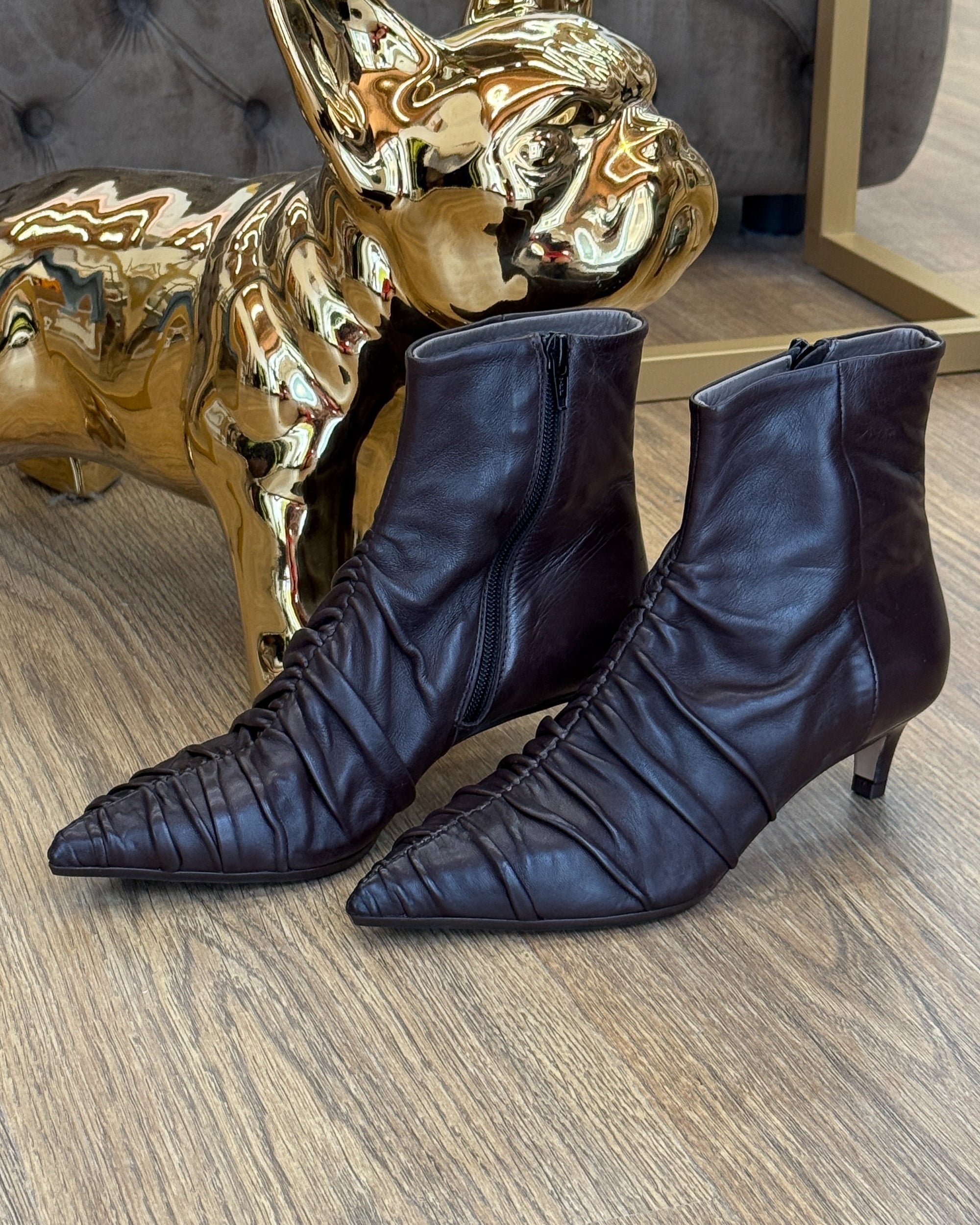 Stivaletto in Nappa Drappeggiata con Tacco - Africa | LORENA PAGGI