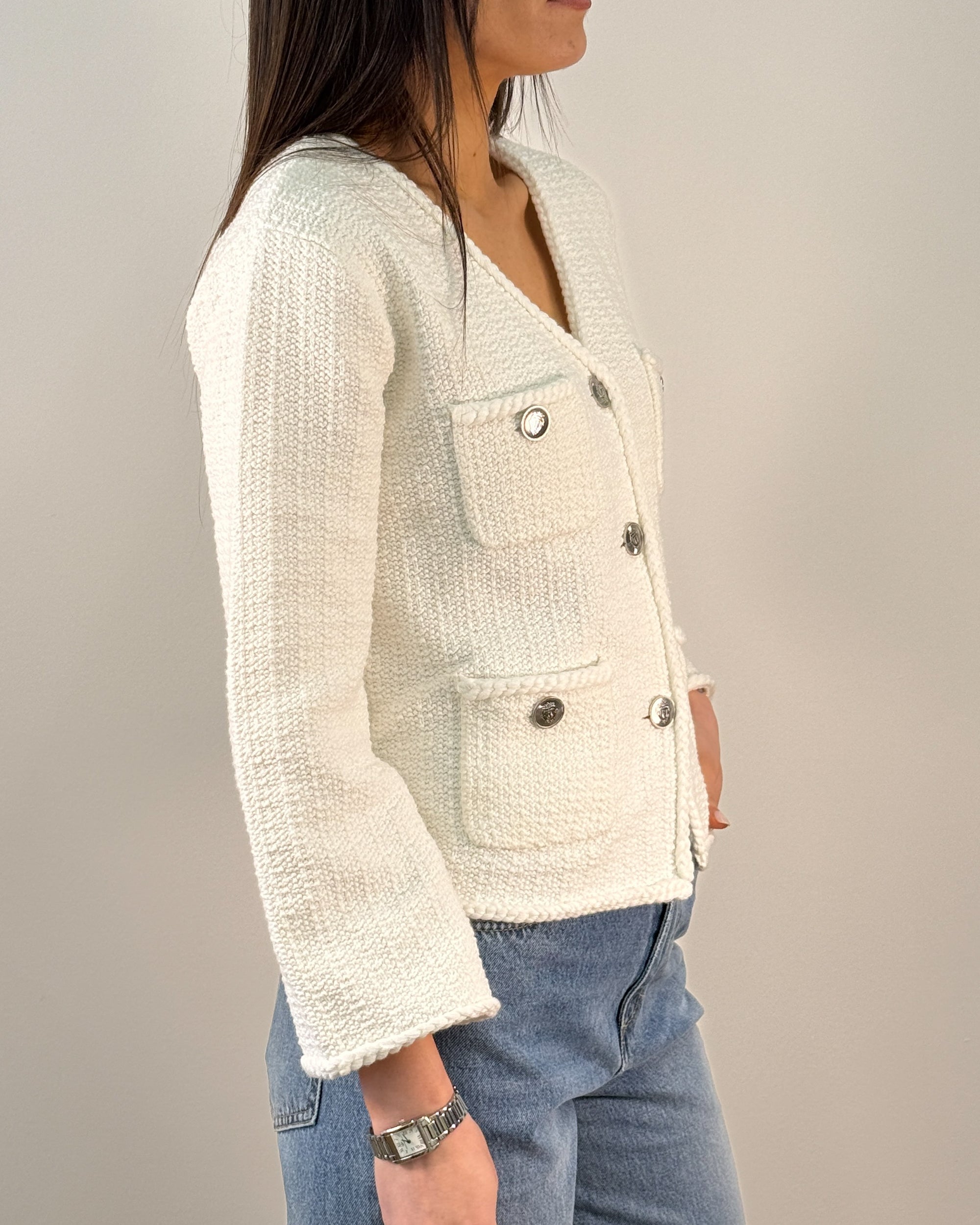 Giacchino in Cotone Bouclé - Bianco Panna - Beatrice B