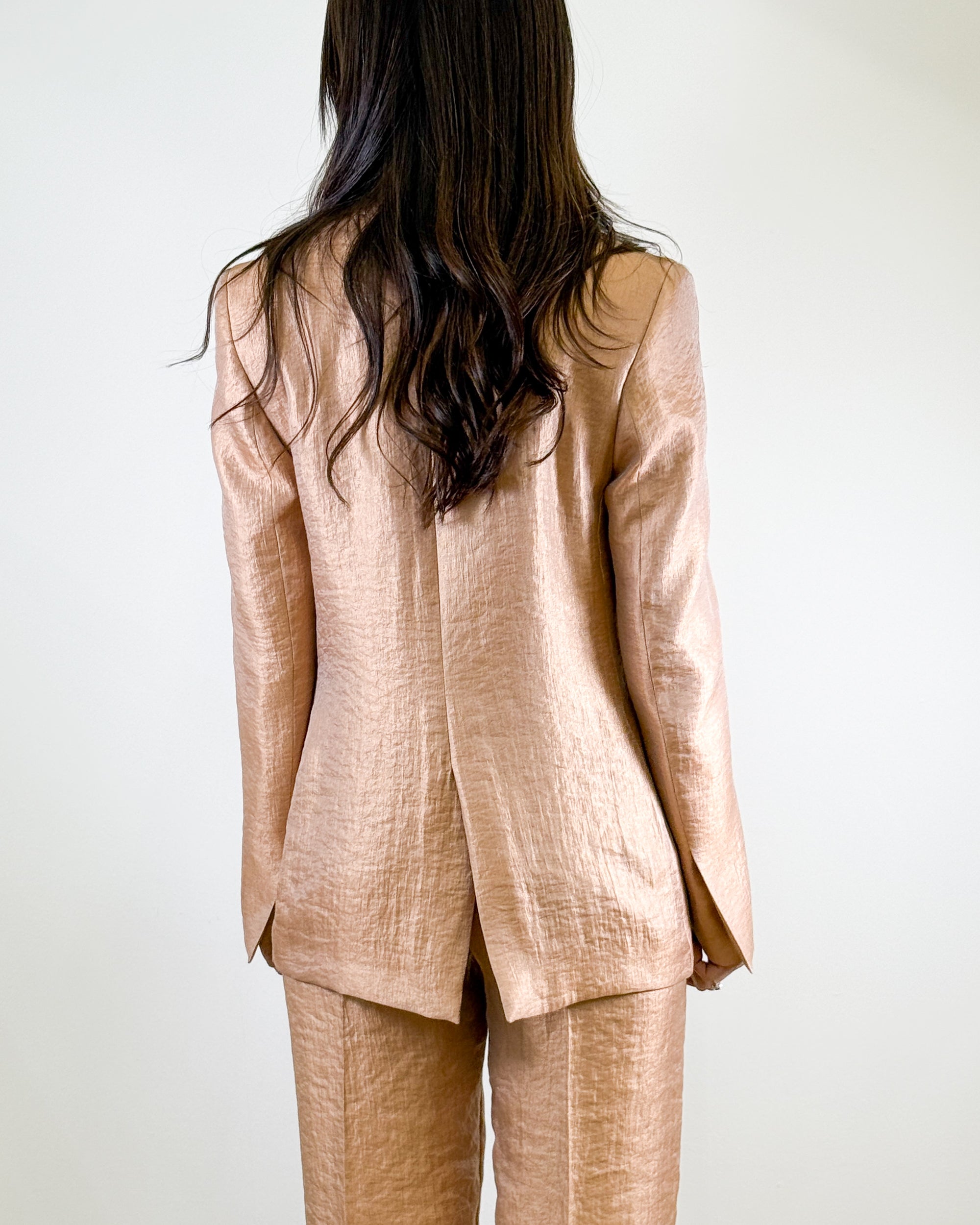 Blazer Monopetto con Revers e Tessuto Laminato - Blush | RAME