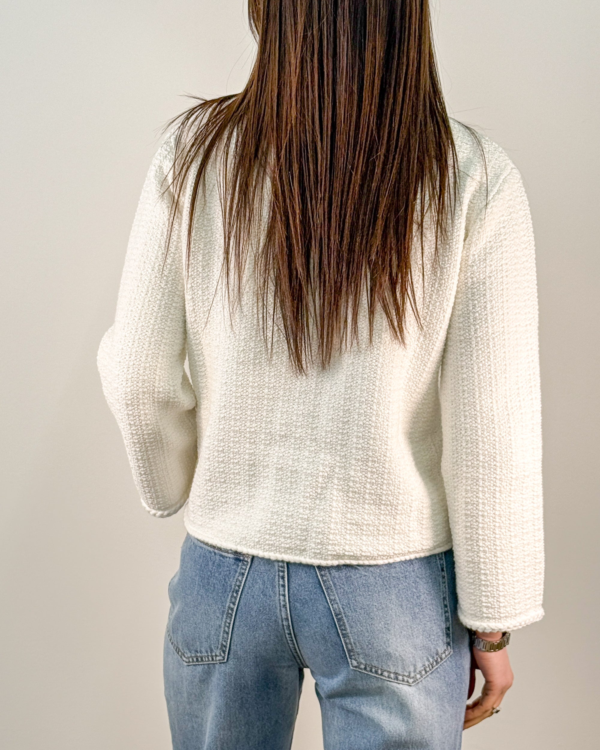 Giacchino in Cotone Bouclé - Bianco Panna - Beatrice B