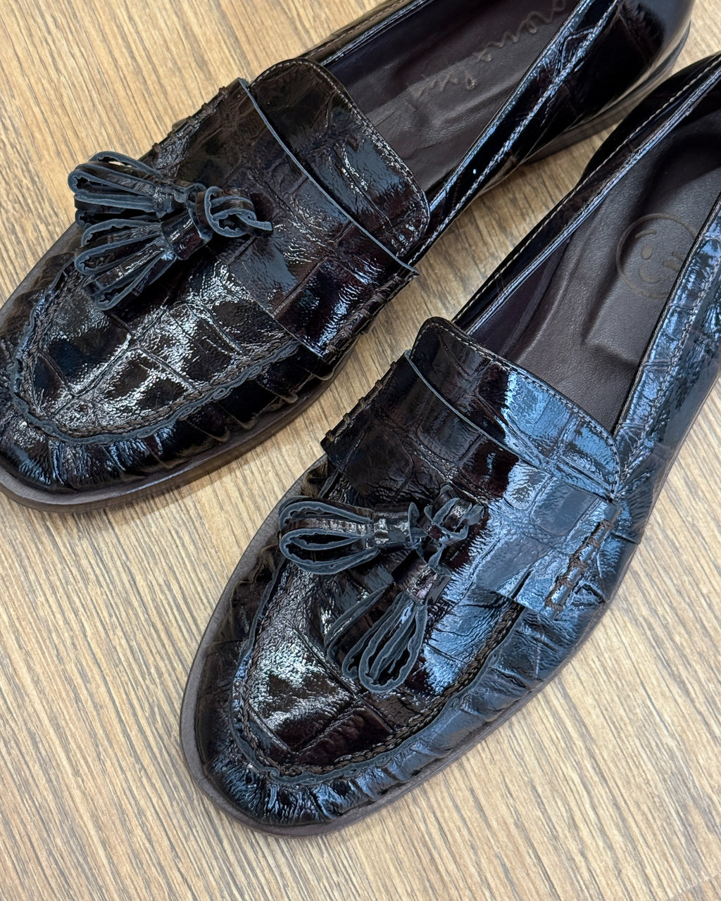 Mocassino con Nappine in Pelle Stampa Cocco - Testa di Moro | LORENA PAGGI