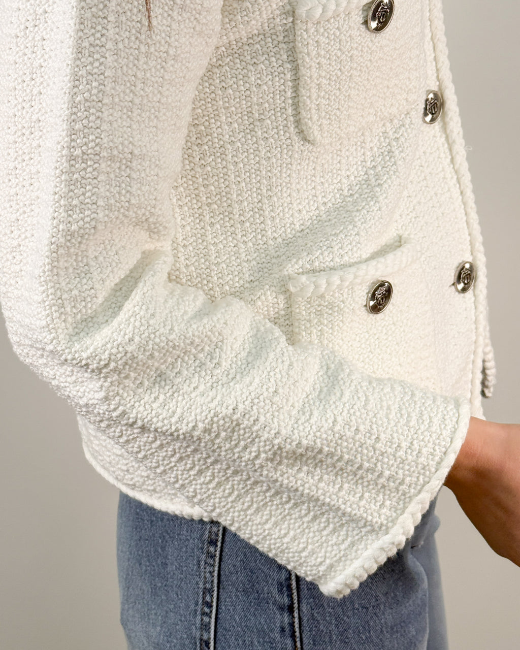 Giacchino in Cotone Bouclé - Bianco Panna - Beatrice B