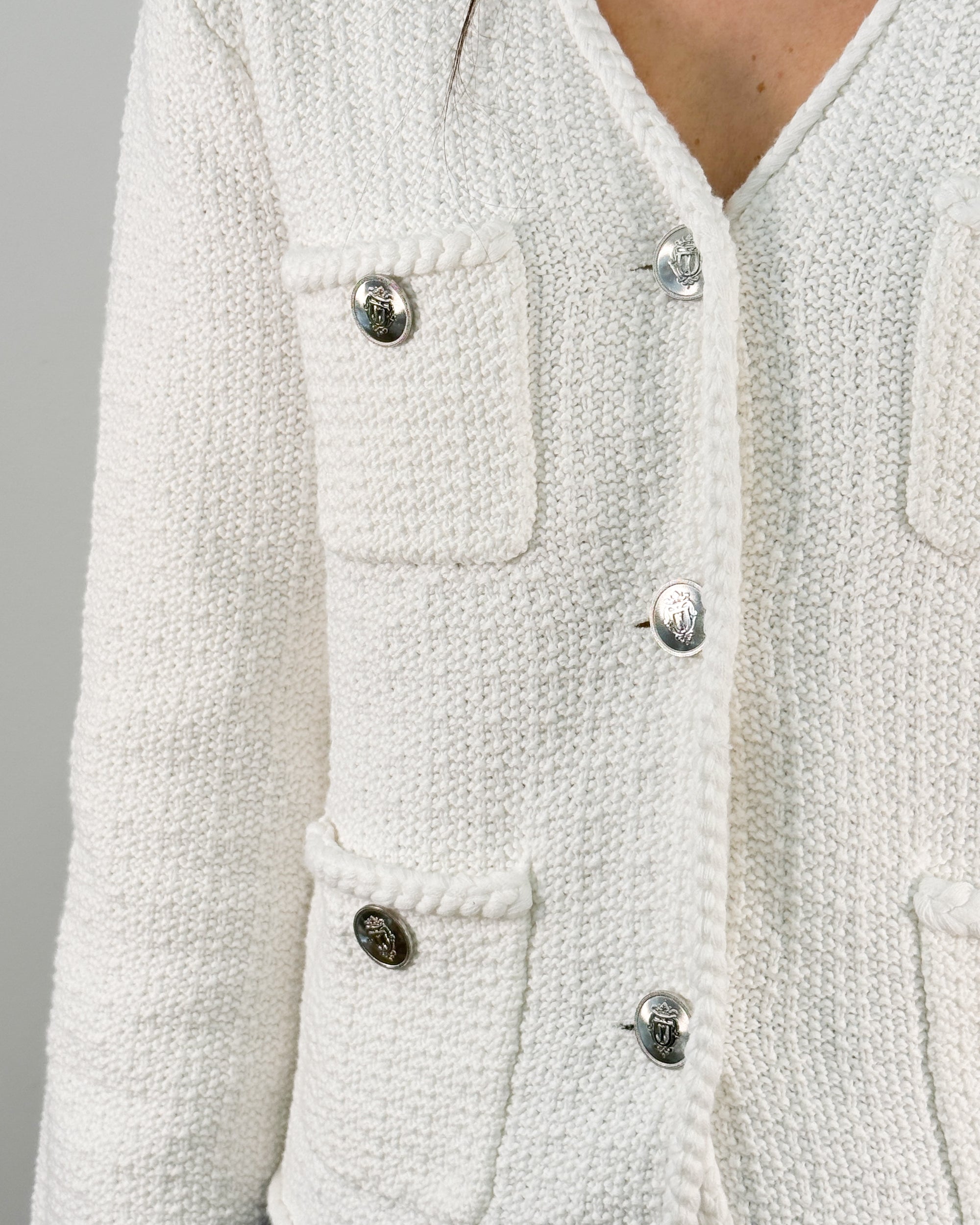 Giacchino in Cotone Bouclé - Bianco Panna - Beatrice B