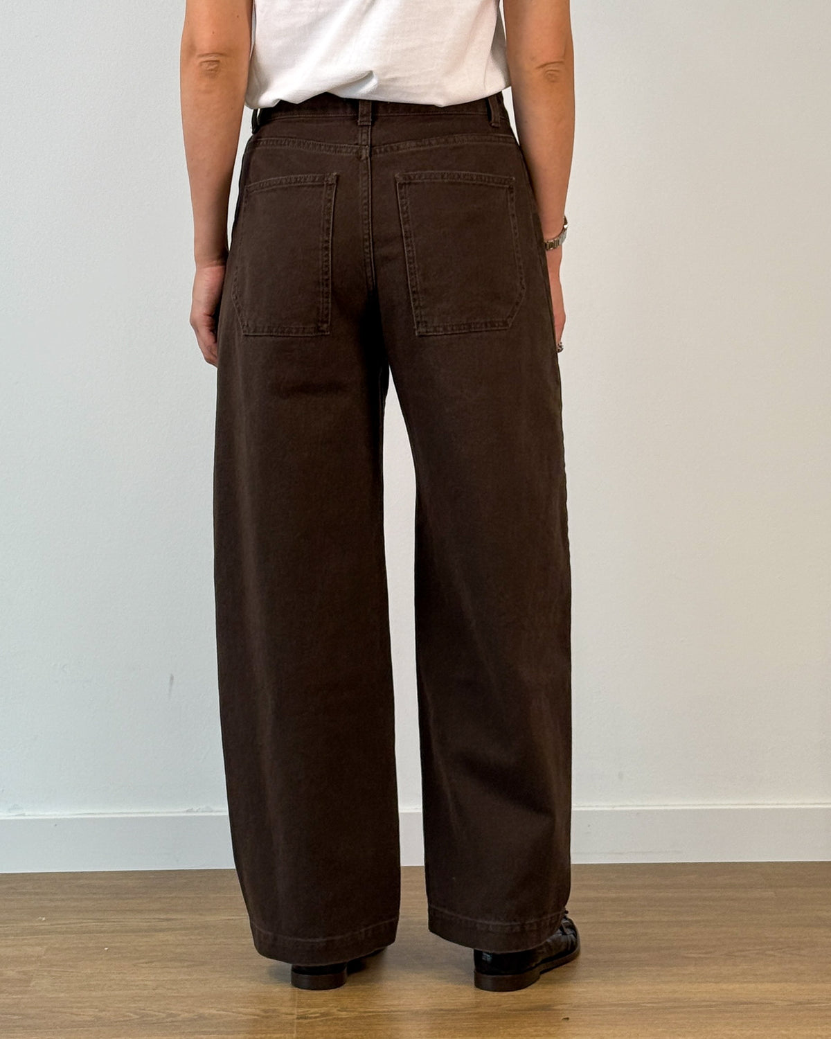 Pantalone Barrel in Cotone - Coffee Brown