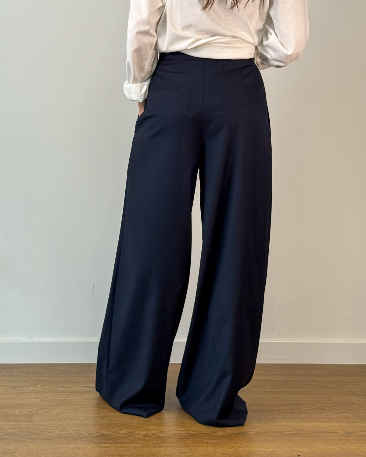 Pantalone Wide Leg con Pieghe Davanti - Blue Nights