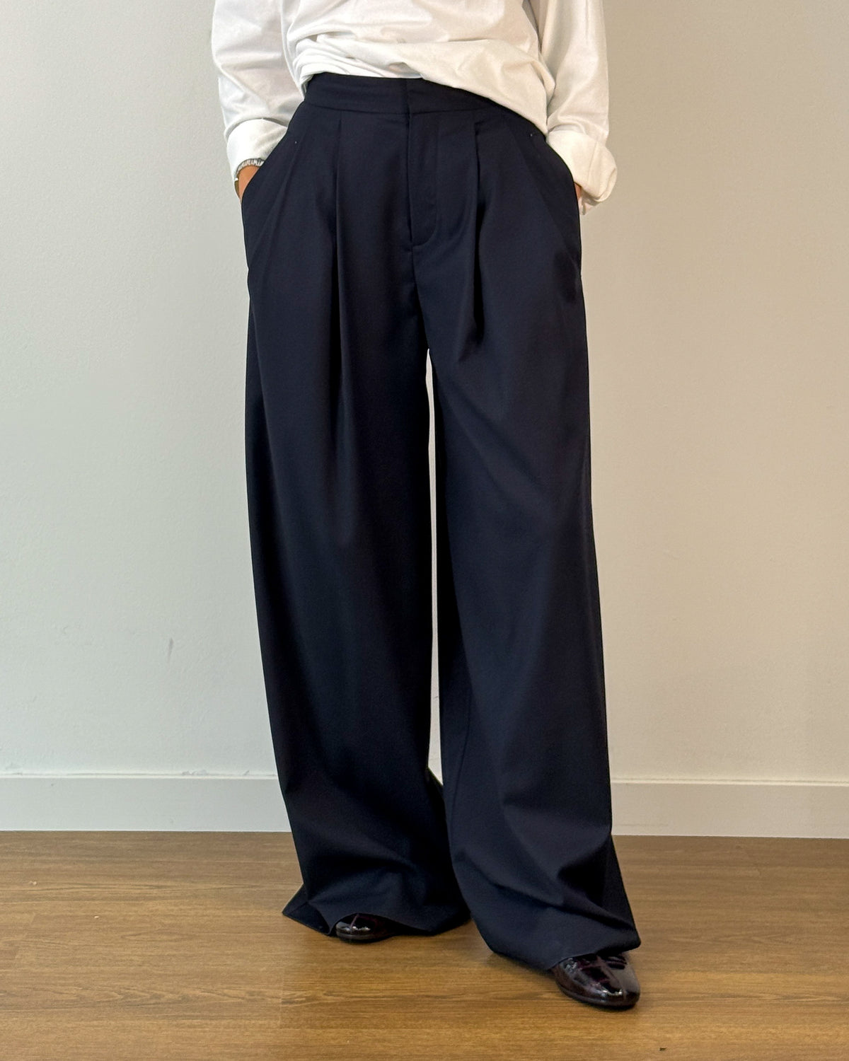 Pantalone Wide Leg con Pieghe Davanti - Blue Nights