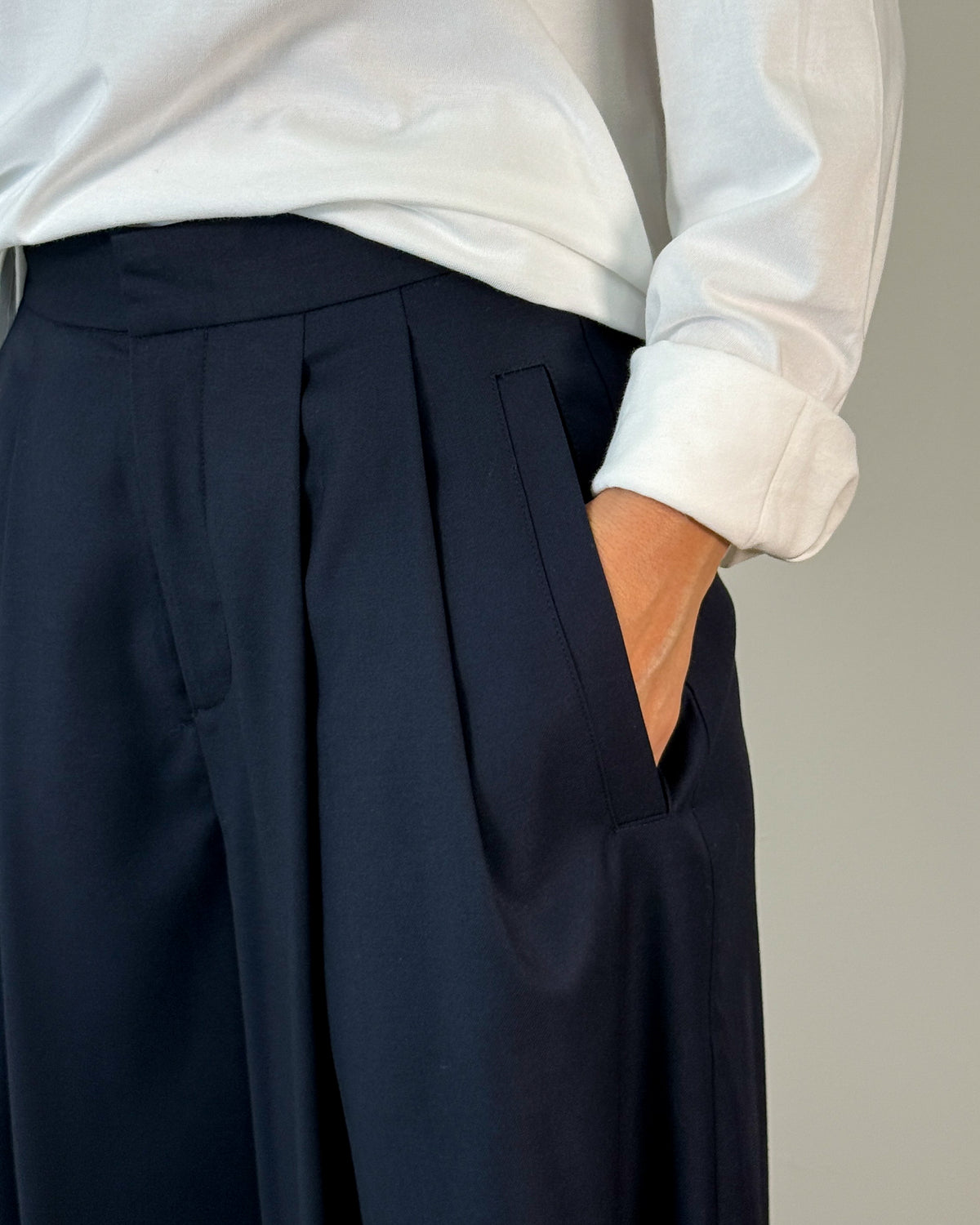 Pantalone Wide Leg con Pieghe Davanti - Blue Nights