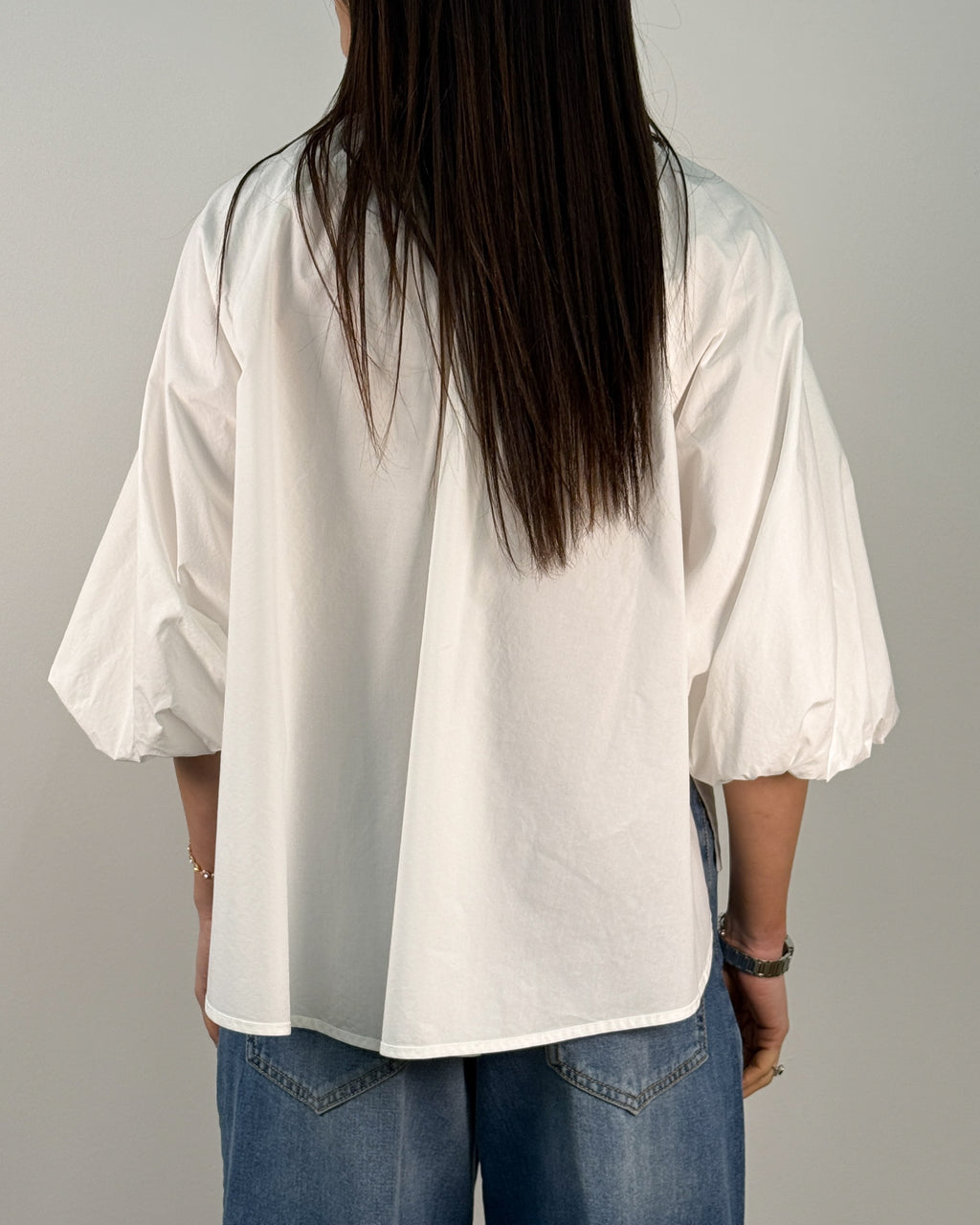 Camicia Bianca in Cotone con Manica a Palloncino | HANAMI D'OR