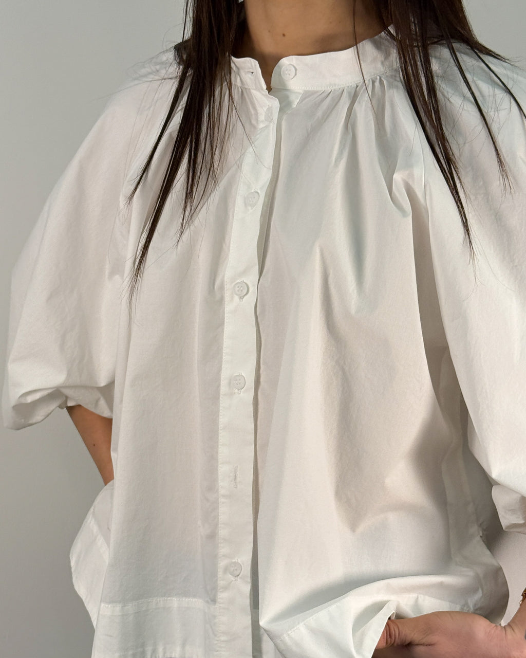 Camicia Bianca in Cotone con Manica a Palloncino | HANAMI D'OR