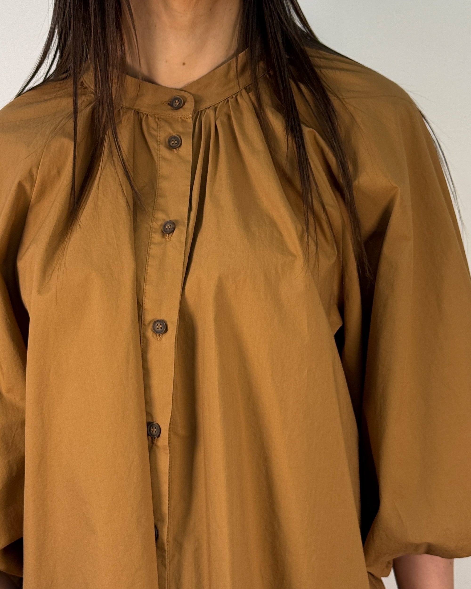 Camicia in Cotone con Manica a Palloncino - Camel | HANAMI D'OR