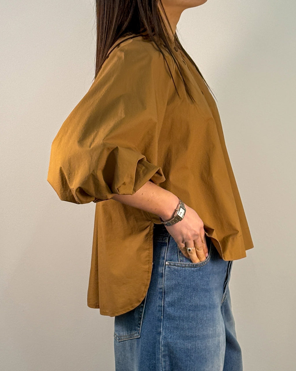 Camicia in Cotone con Manica a Palloncino - Camel | HANAMI D'OR