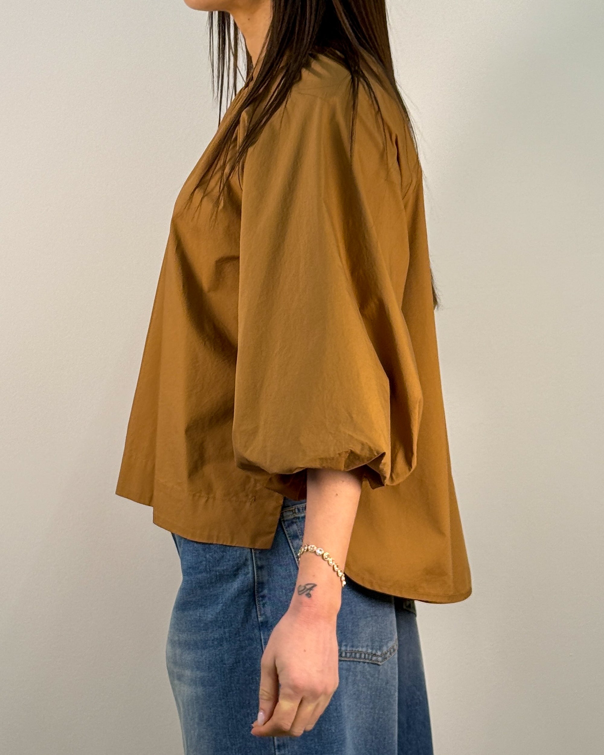Camicia in Cotone con Manica a Palloncino - Camel | HANAMI D'OR