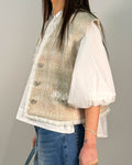 Gilet in Jacquard con Frange e Fili Lurex - Natural