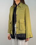 Giacca-Camicia Corta in Lino Gessato - Sage | HANAMI D'OR