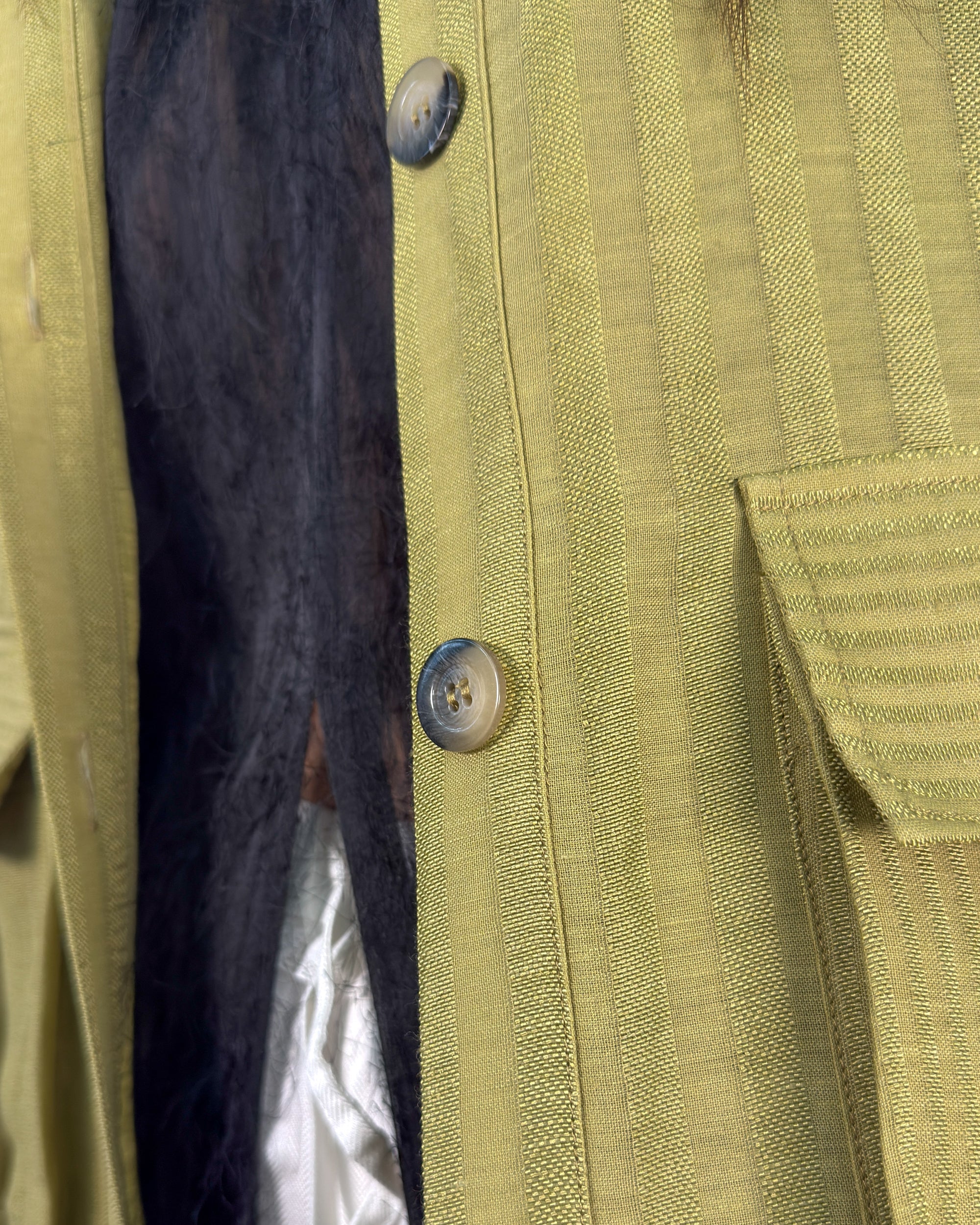 Giacca-Camicia Corta in Lino Gessato - Sage | HANAMI D'OR