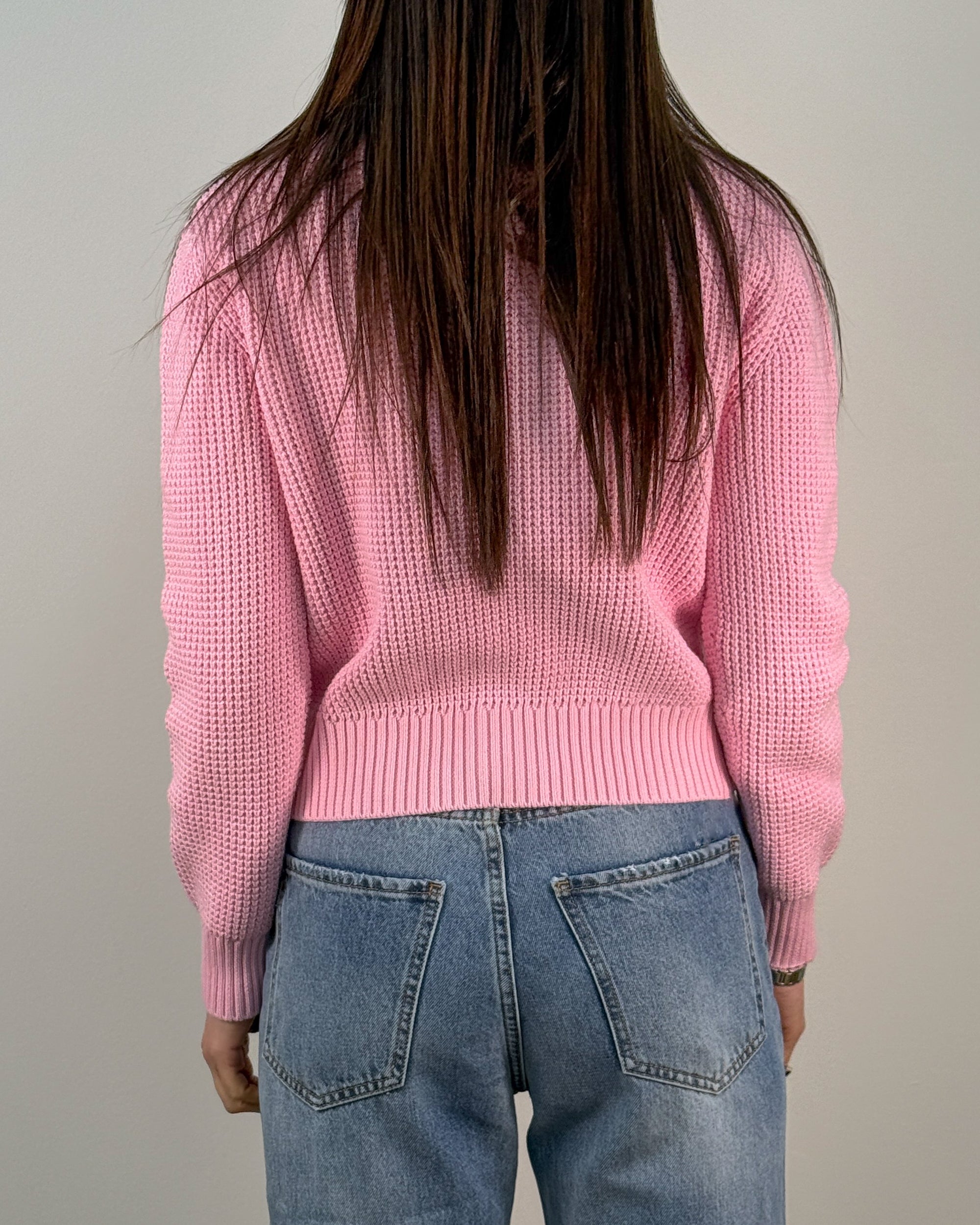 Cardigan in Cotone con Colletto Tondo e Bottoni Ton sur Ton - Rosa | Beatrice B