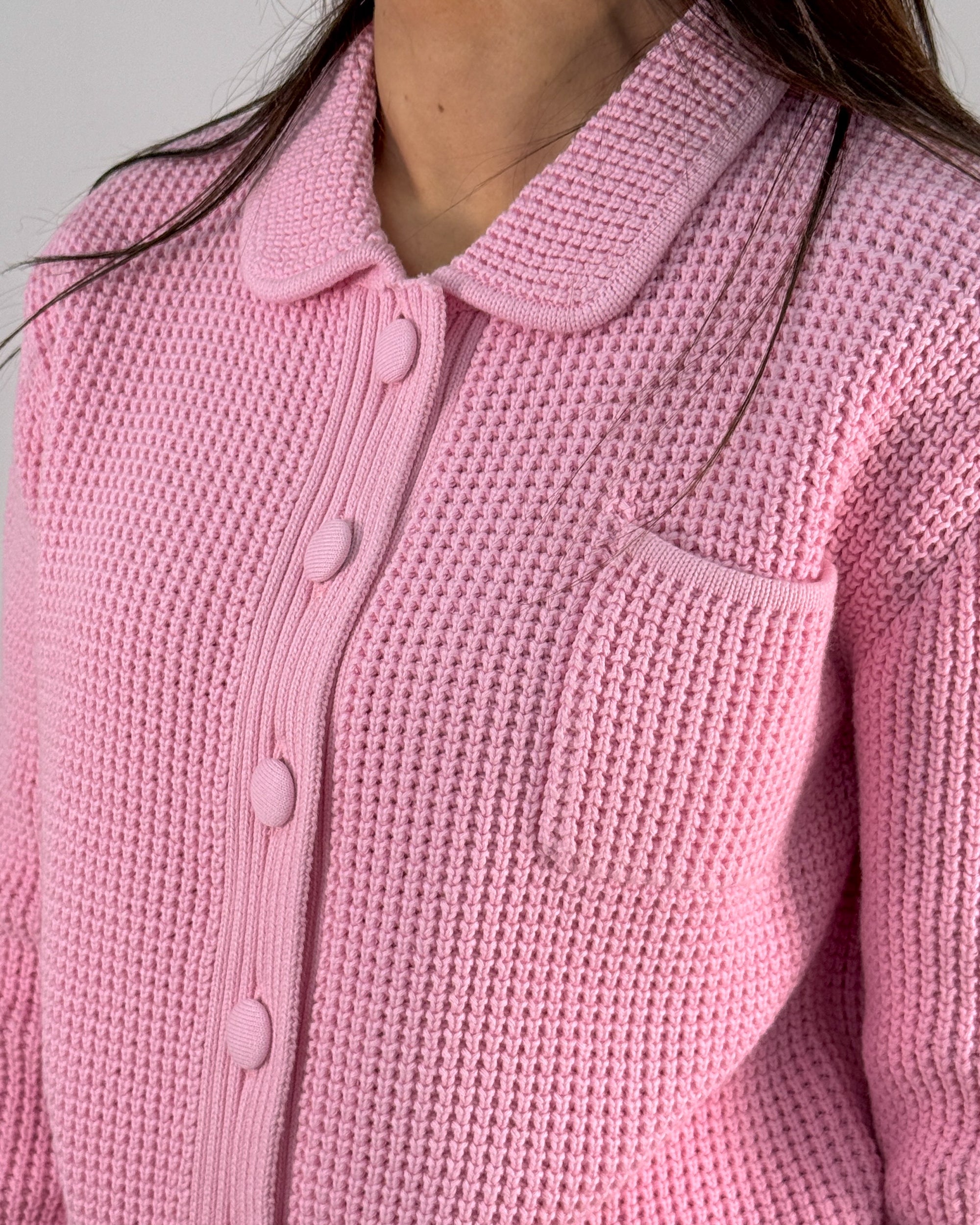 Cardigan in Cotone con Colletto Tondo e Bottoni Ton sur Ton - Rosa | Beatrice B